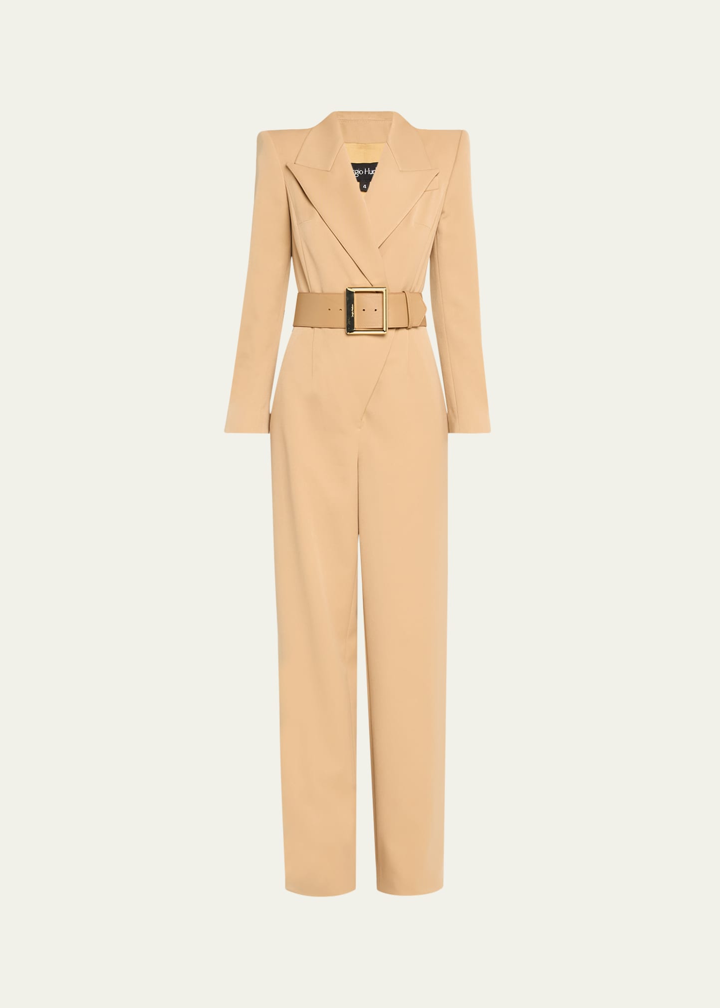 Shop Sergio Hudson Double-breasted Jumpsuit In Camel