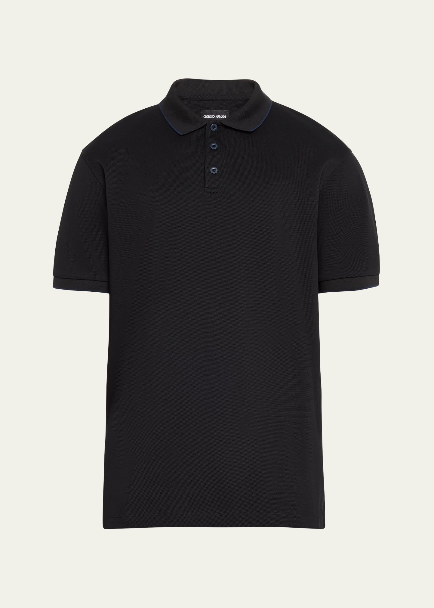 Giorgio Armani Men's Tipped Polo Shirt In Black