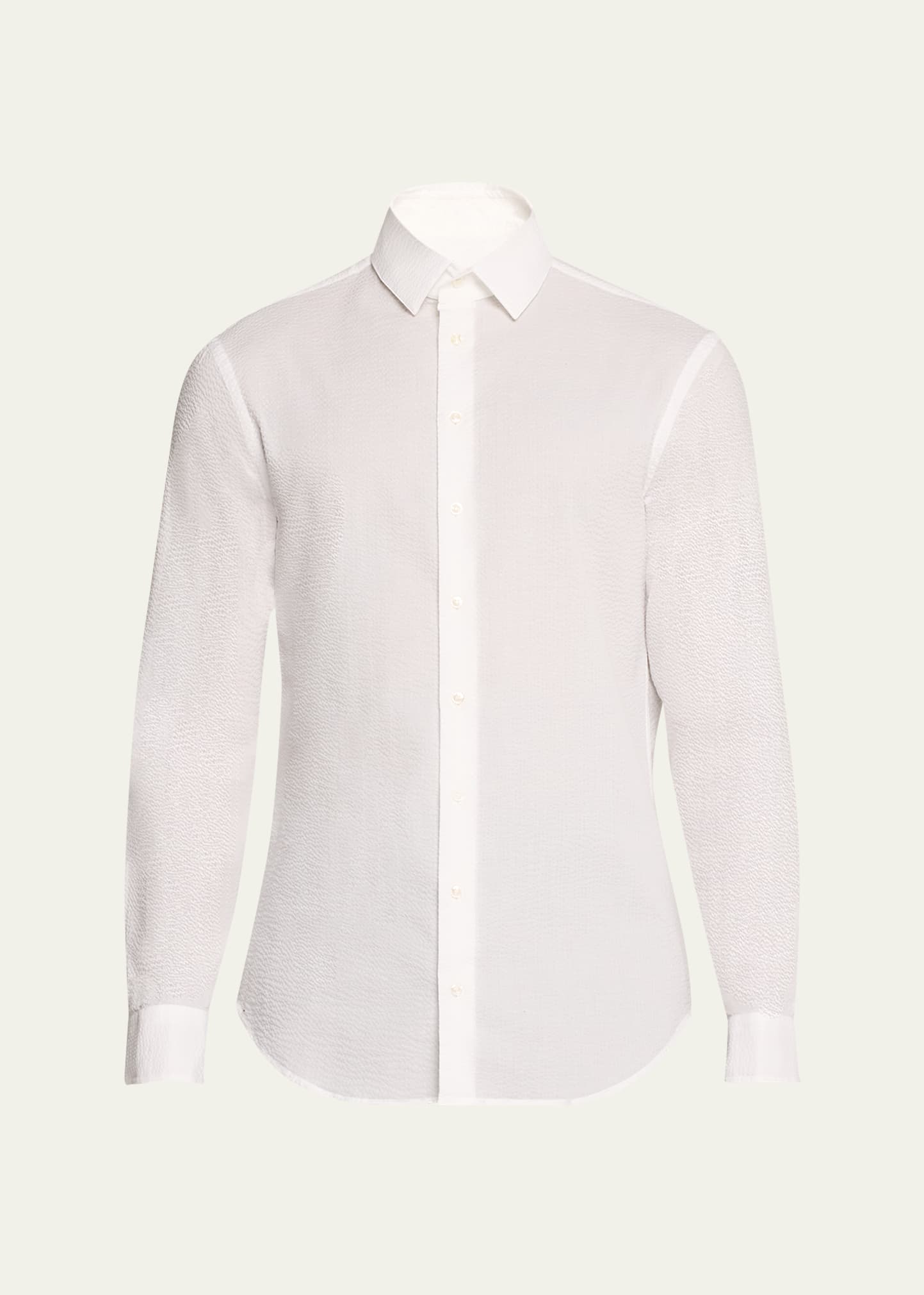 Giorgio Armani Men's Seersucker Sport Shirt In White