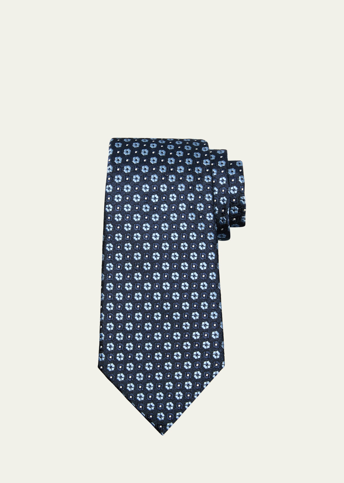 Zegna Men's Geometric Jacquard Silk Tie In Blue