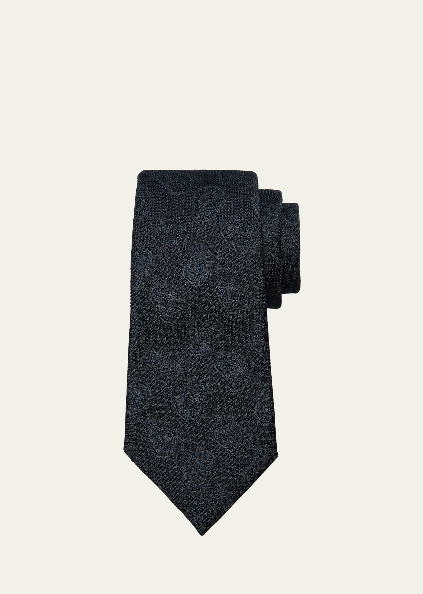 Zegna Men's Silk Jacquard Tie In Black