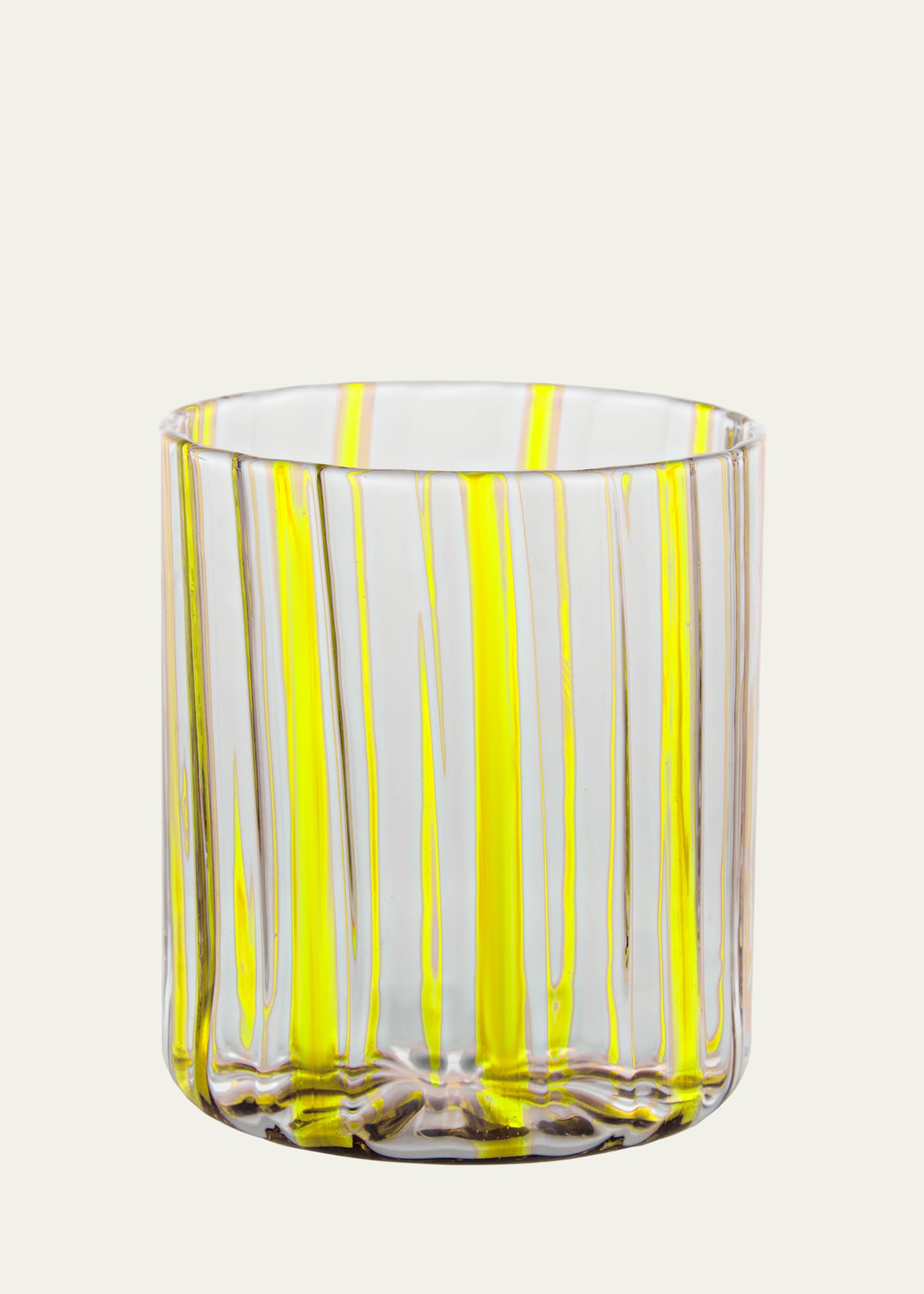 Tuttoattaccato Lemon Yellow Stripe Low Drinking Glass, 11.15 Oz. In Lemon Yellow