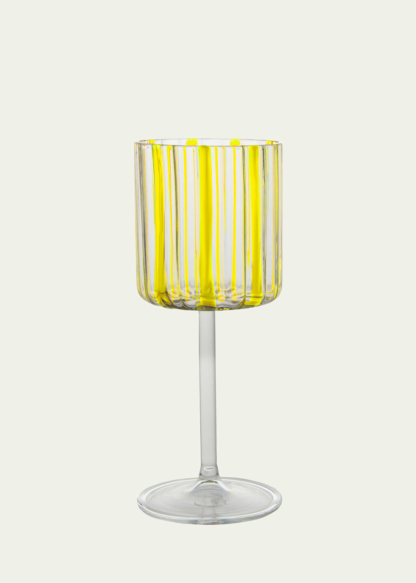 Lemon Yellow Stripe Wine Glass, 6.75 oz.