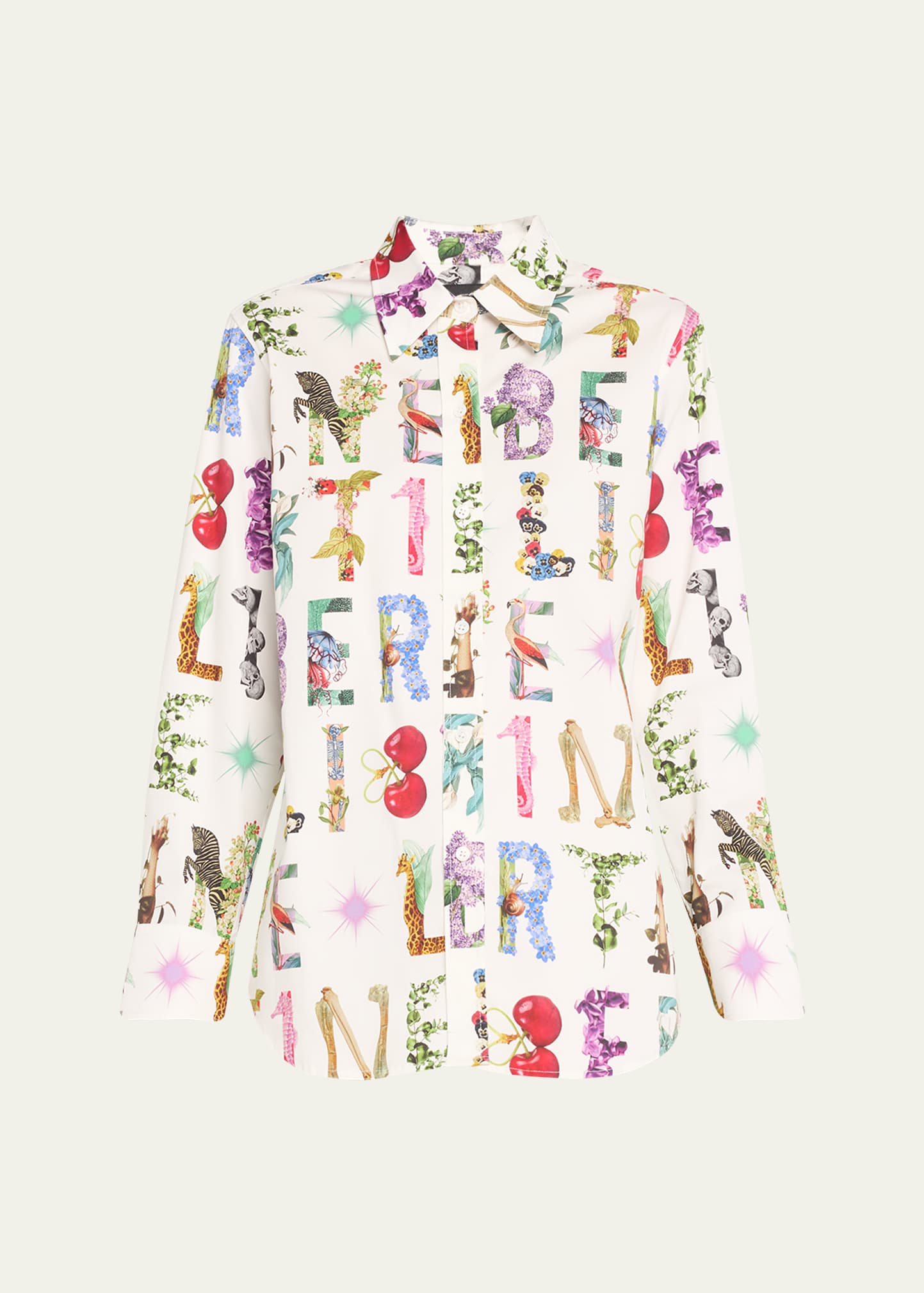 Libertine New Classic Button-front Shirt With Deco Letters In Multi