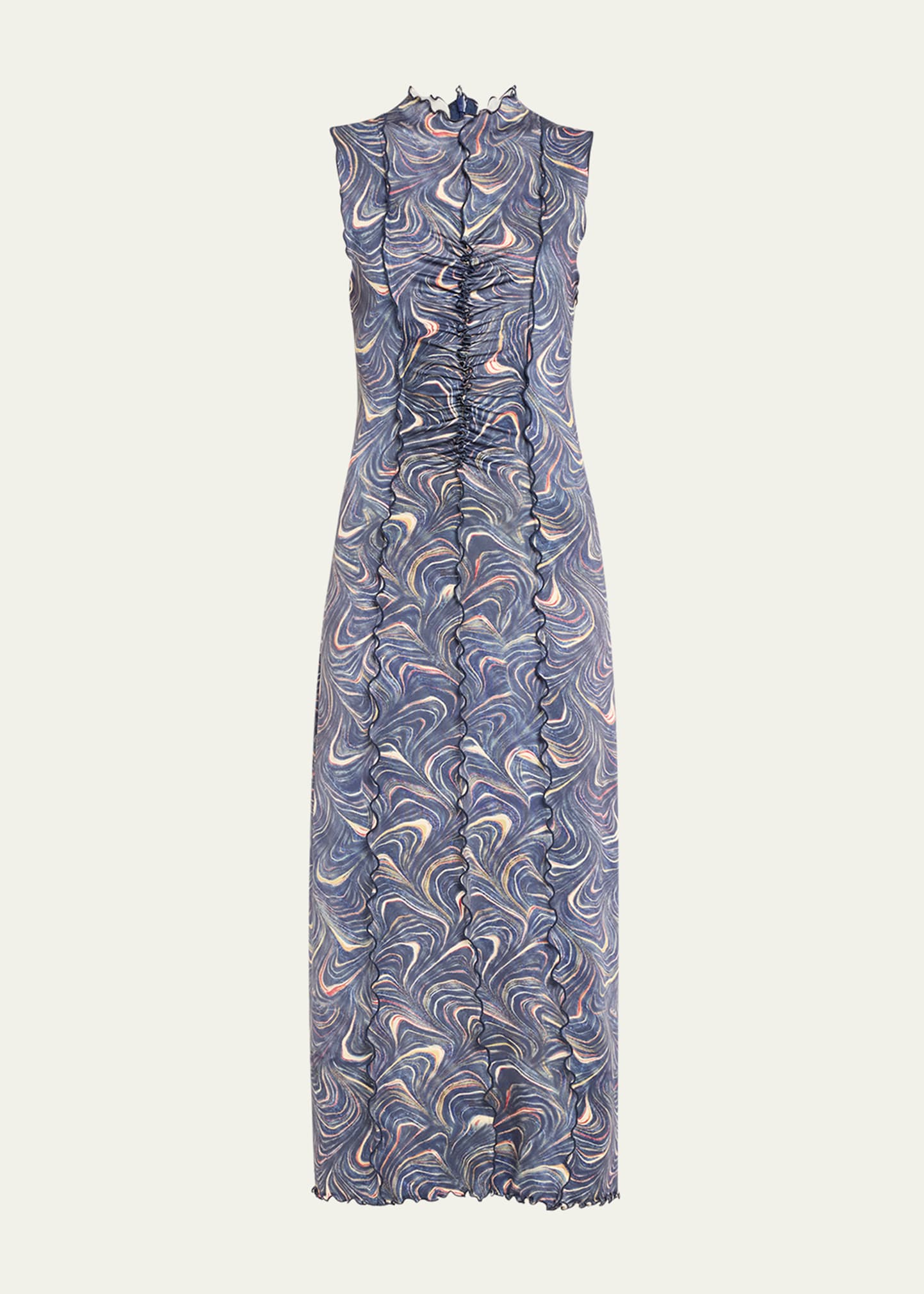 SEA AMARA MARBLE-PRINT SLEEVELESS DRESS