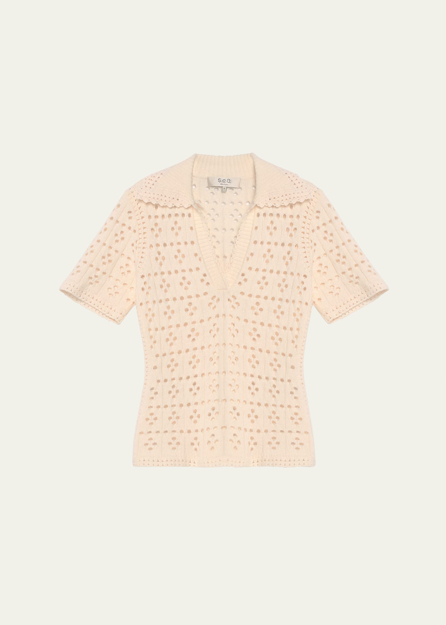 Sea Emile Pointelle Knit Top In Neutral