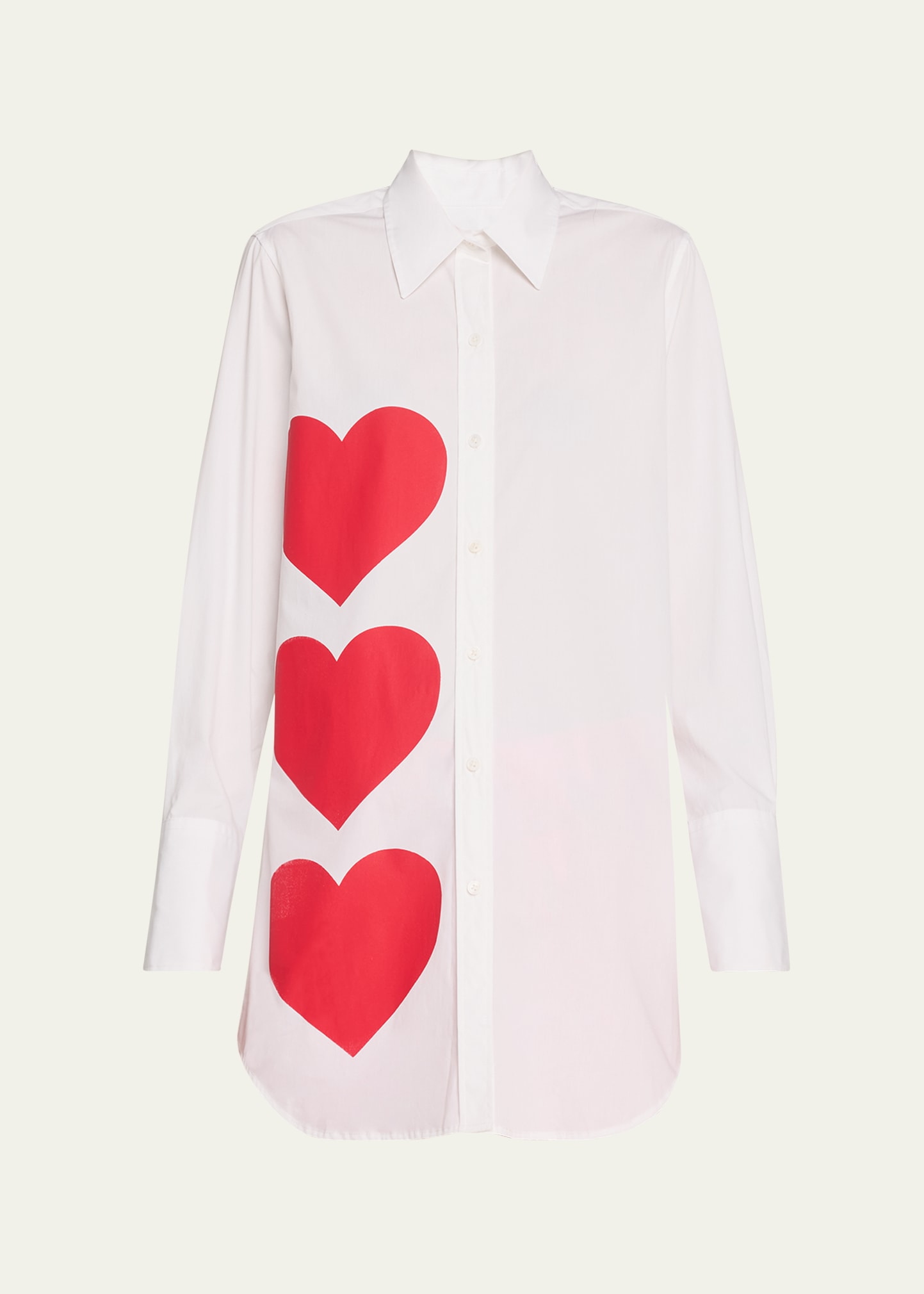 Libertine Pinky Red Hearts Long Classic Shirt In Wht