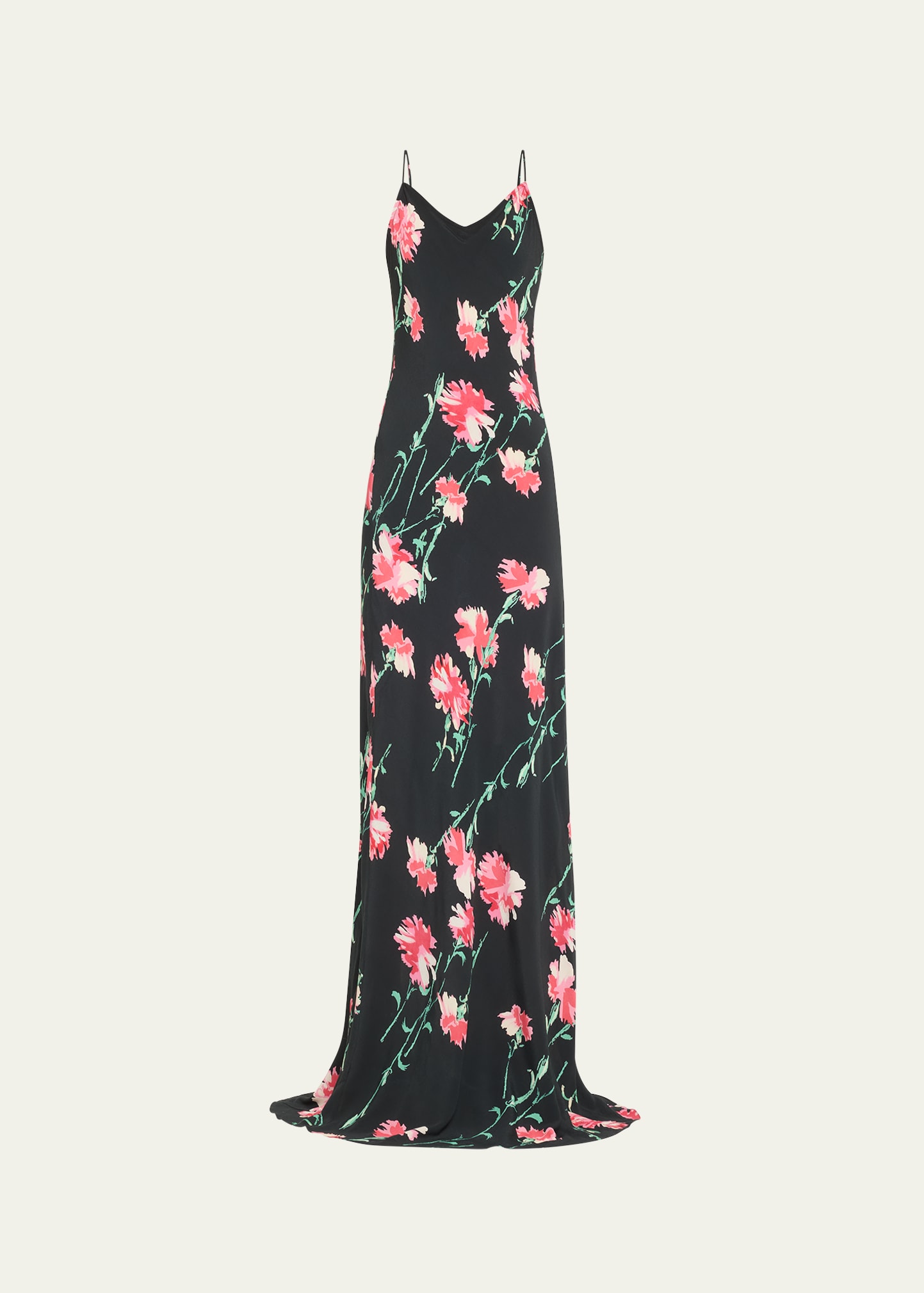 Cecil Beaton Pink Carnation Maxi Bias Slip Dress