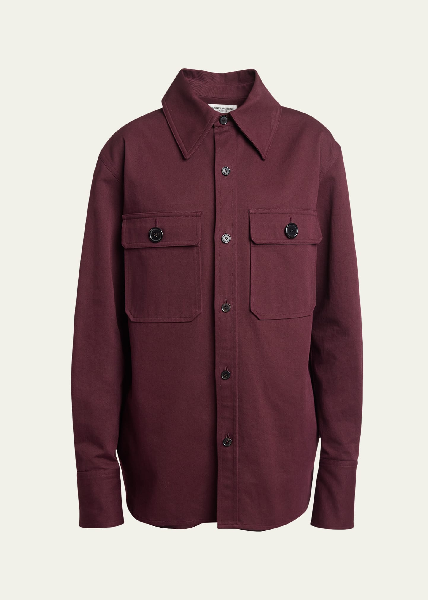 Saint Laurent Button Down Two-pocket Cotton Drill Shirt In Multi