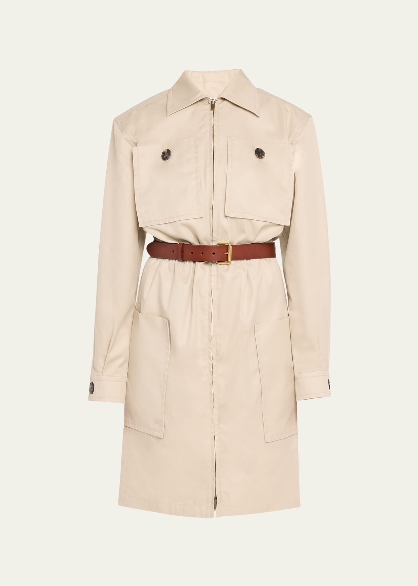 Saint Laurent Short Cargo Pocket Zip Front Shirtdress In Multicolor
