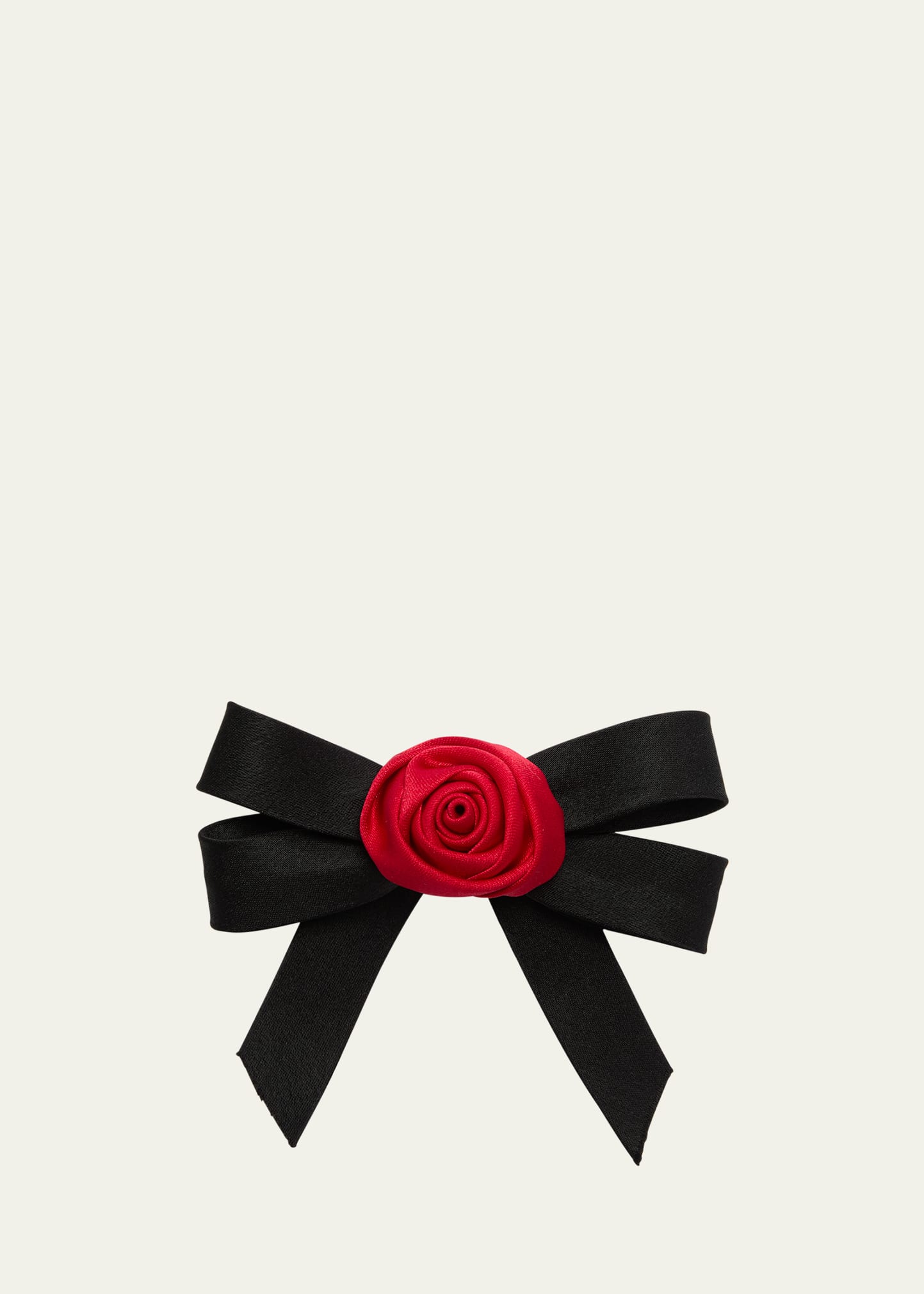 Shop Natasha Accessories Limited Rose Centered Bow Barrette In Blk/red