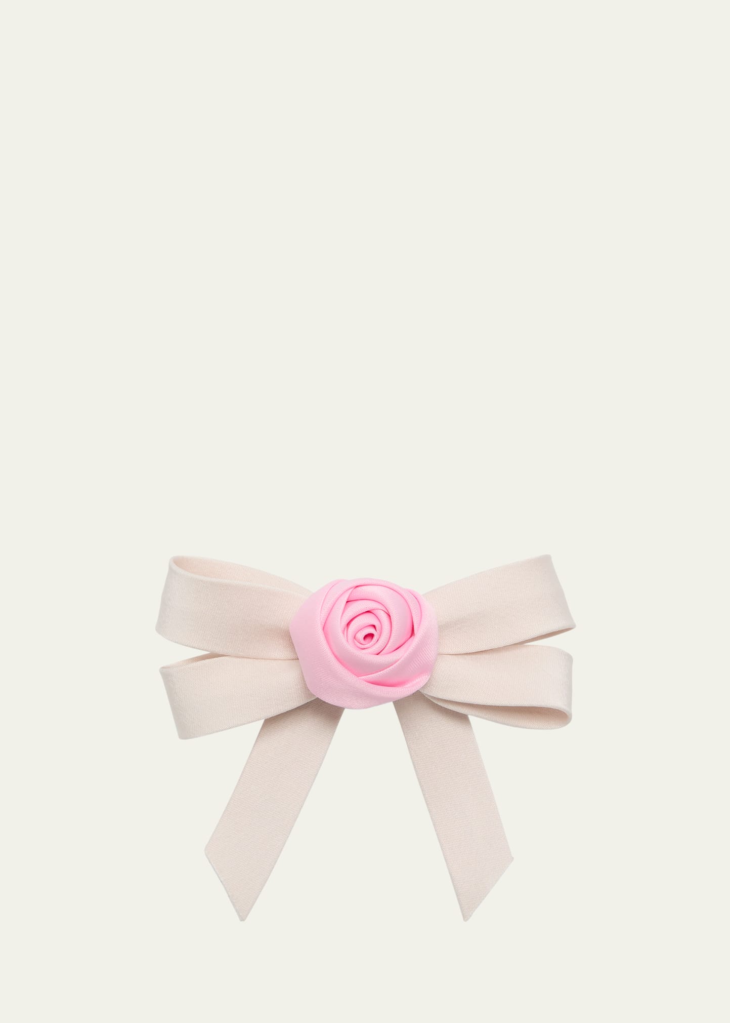 Shop Natasha Accessories Limited Rose Centered Bow Barrette In Ivry/pnk
