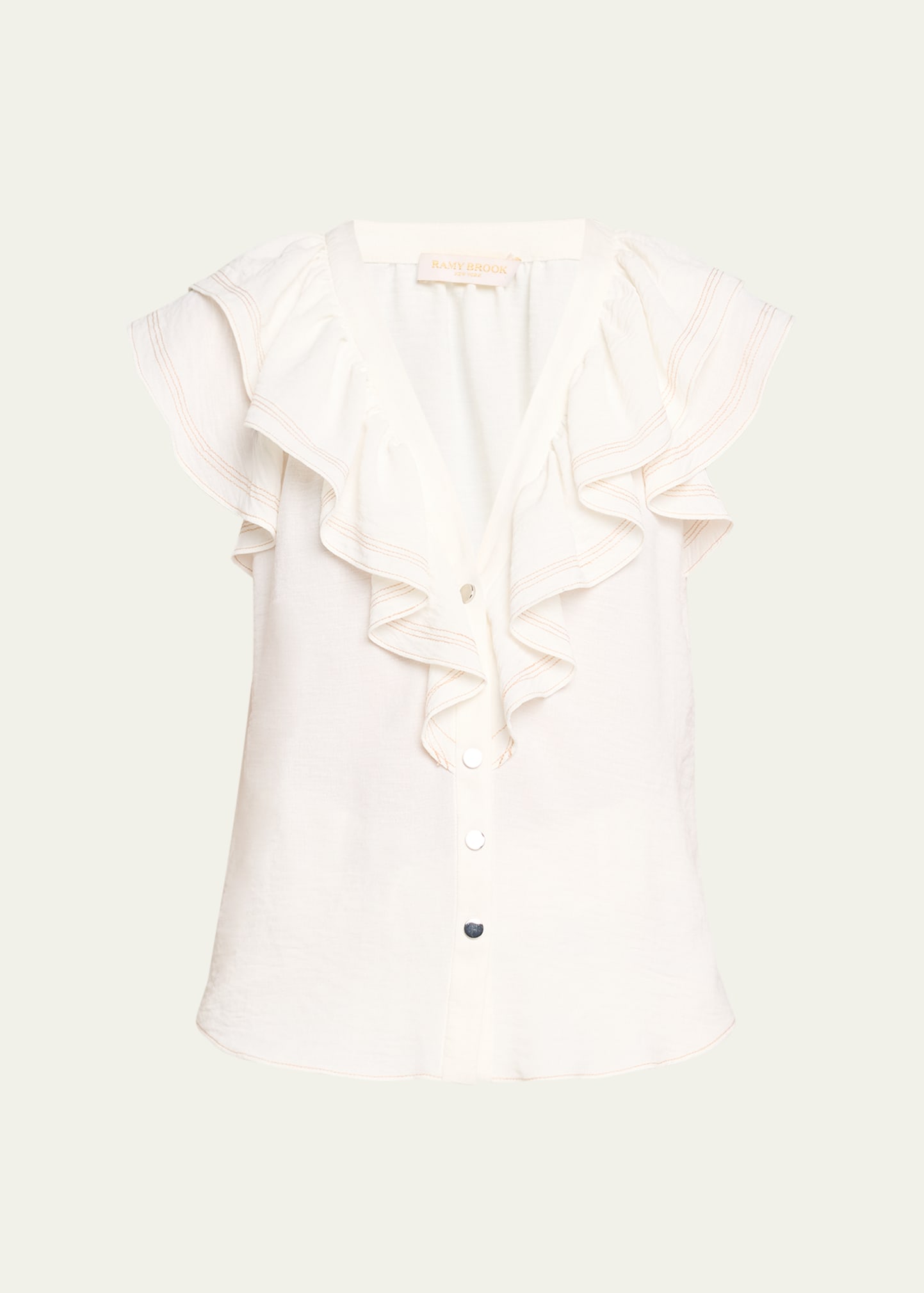 RAMY BROOK LETTIE RUFFLE BUTTON-FRONT BLOUSE 