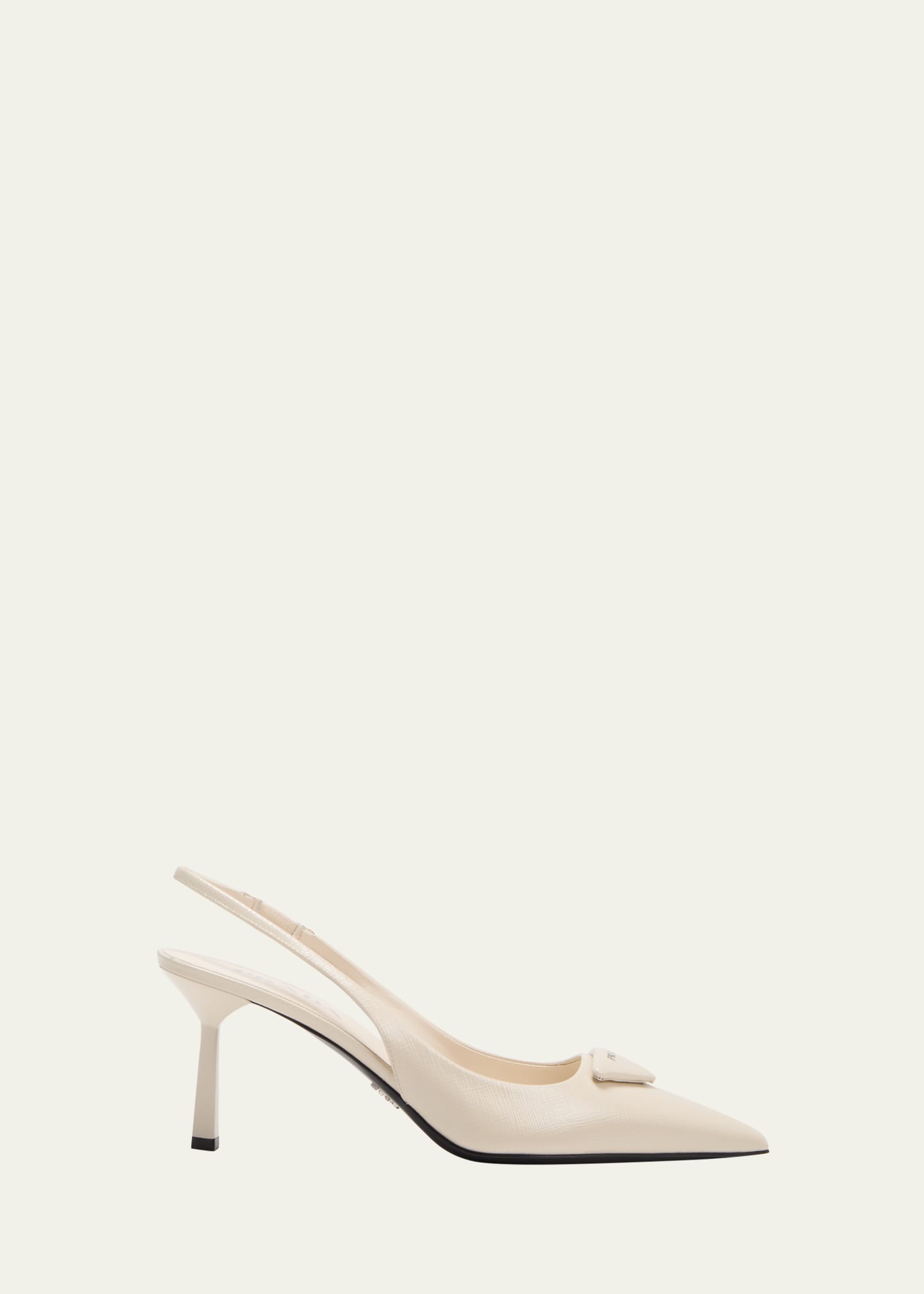 Prada Vernice Leather Slingback Pumps In Avorio