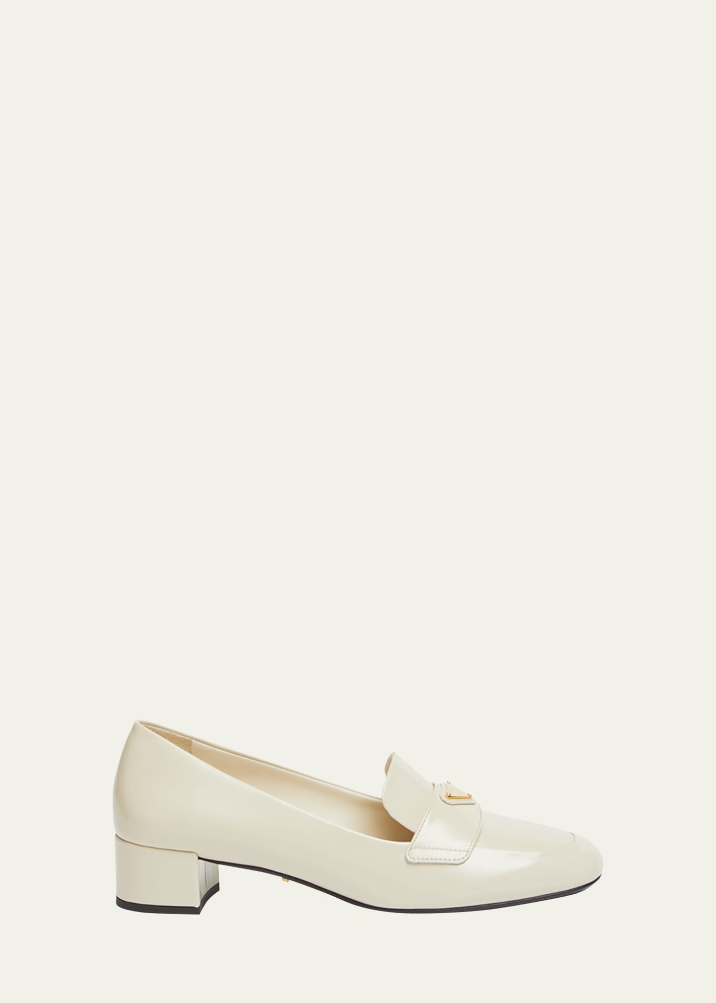 Shop Prada Vernice Patent Loafer Pumps In Avorio