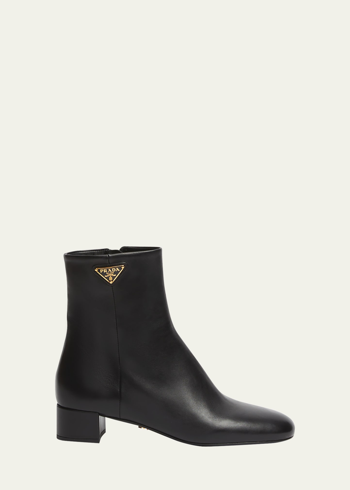 Shop Prada Leather Zip Ankle Boots In Nero