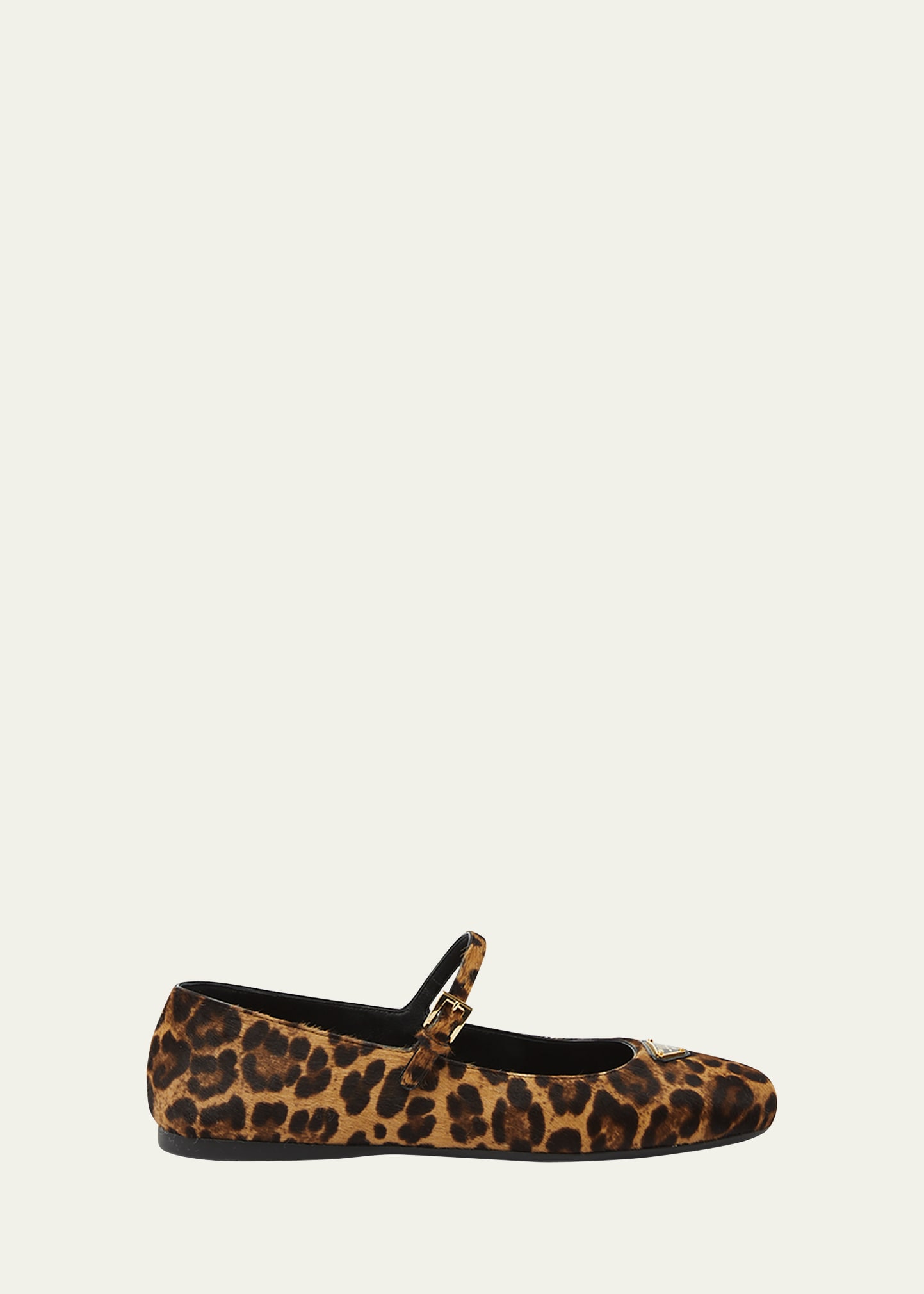 Shop Prada Leopard Mary Jane Ballerina Flats In Miele