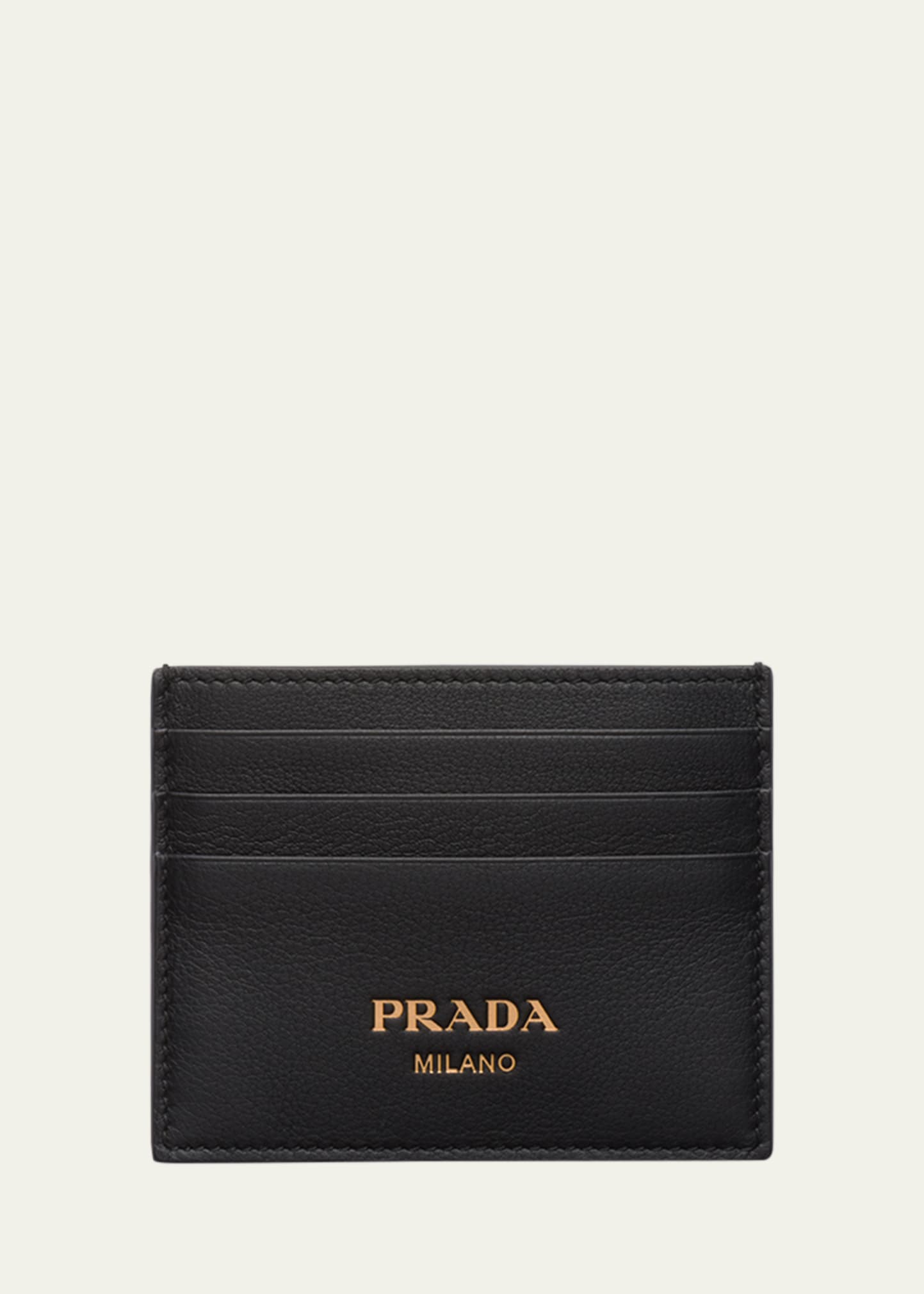 Shop Prada Grain Leather Card Holder In F0002 Nero