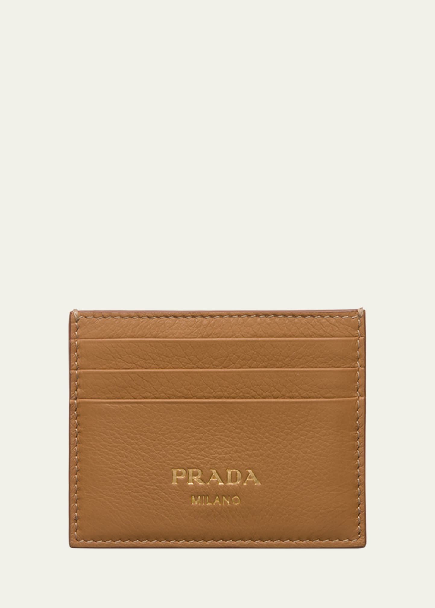 Shop Prada Grain Leather Card Holder In F03bh Caramel 0