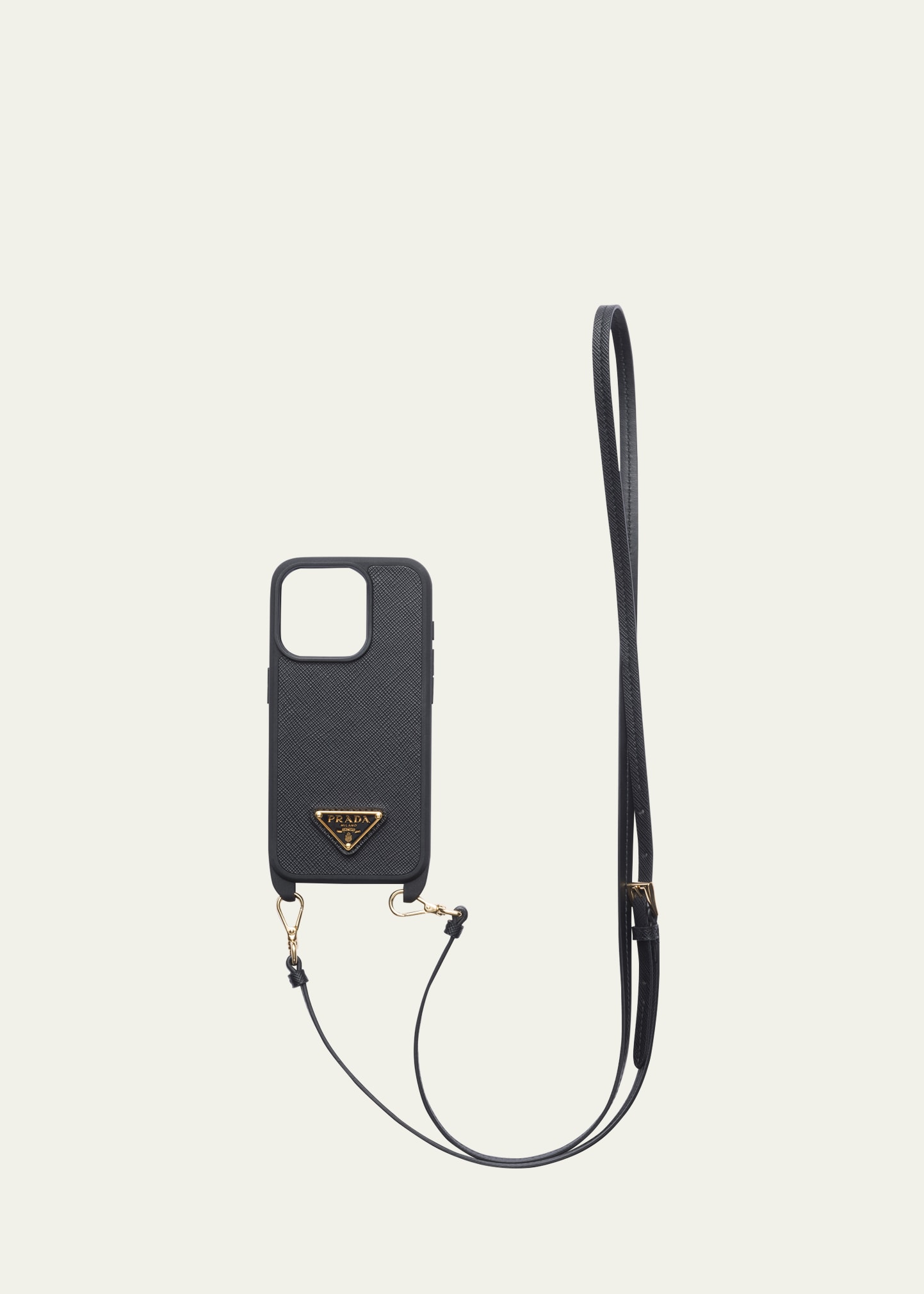 Shop Prada Leather Iphone Case With Strap In F0002 Nero