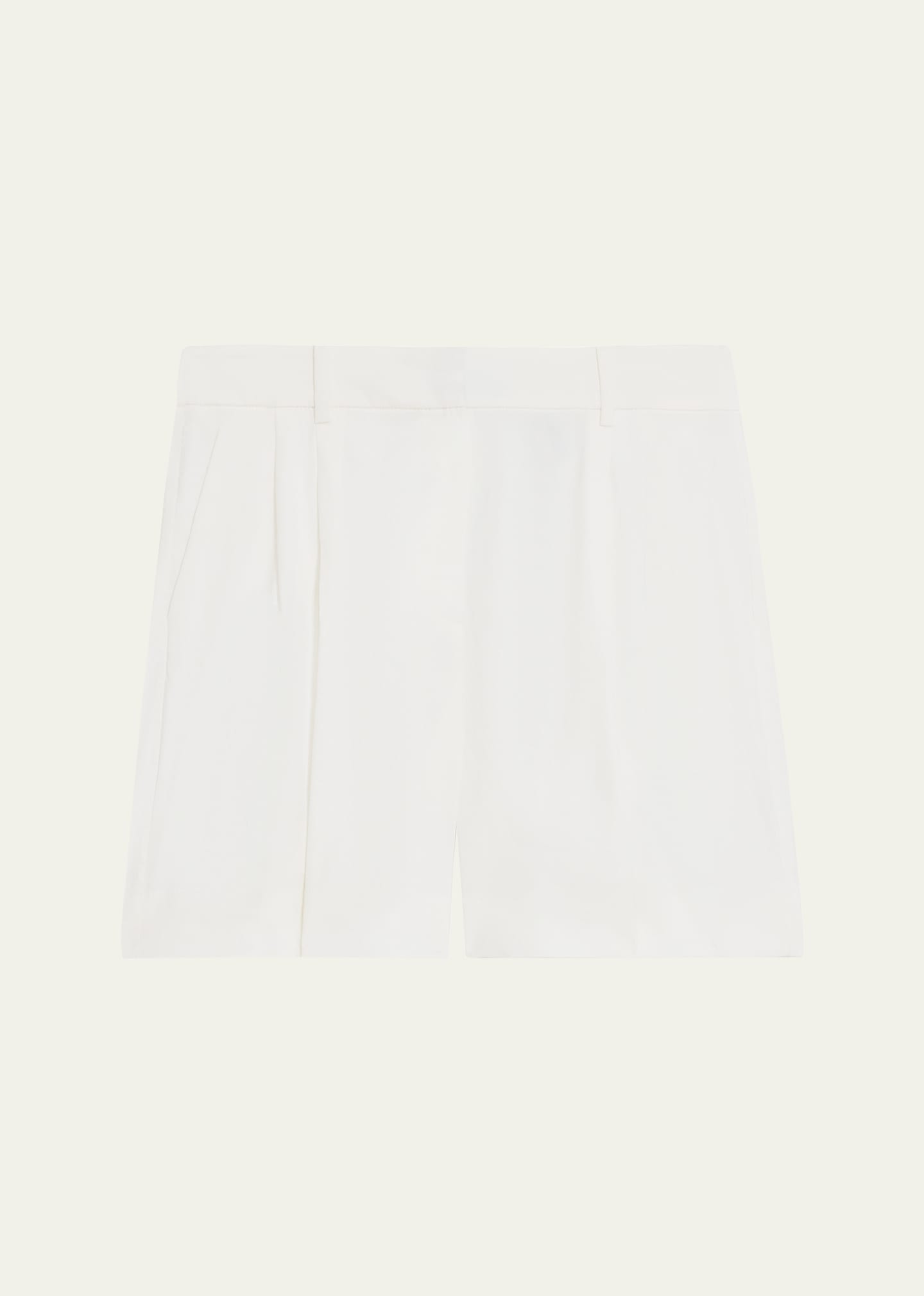 Pleated Linen-Blend Wide-Leg Shorts