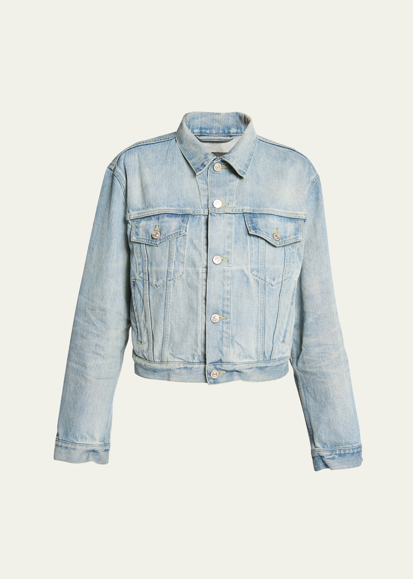 Shop Balenciaga Logo Small Fit Denim Jacket In Terre