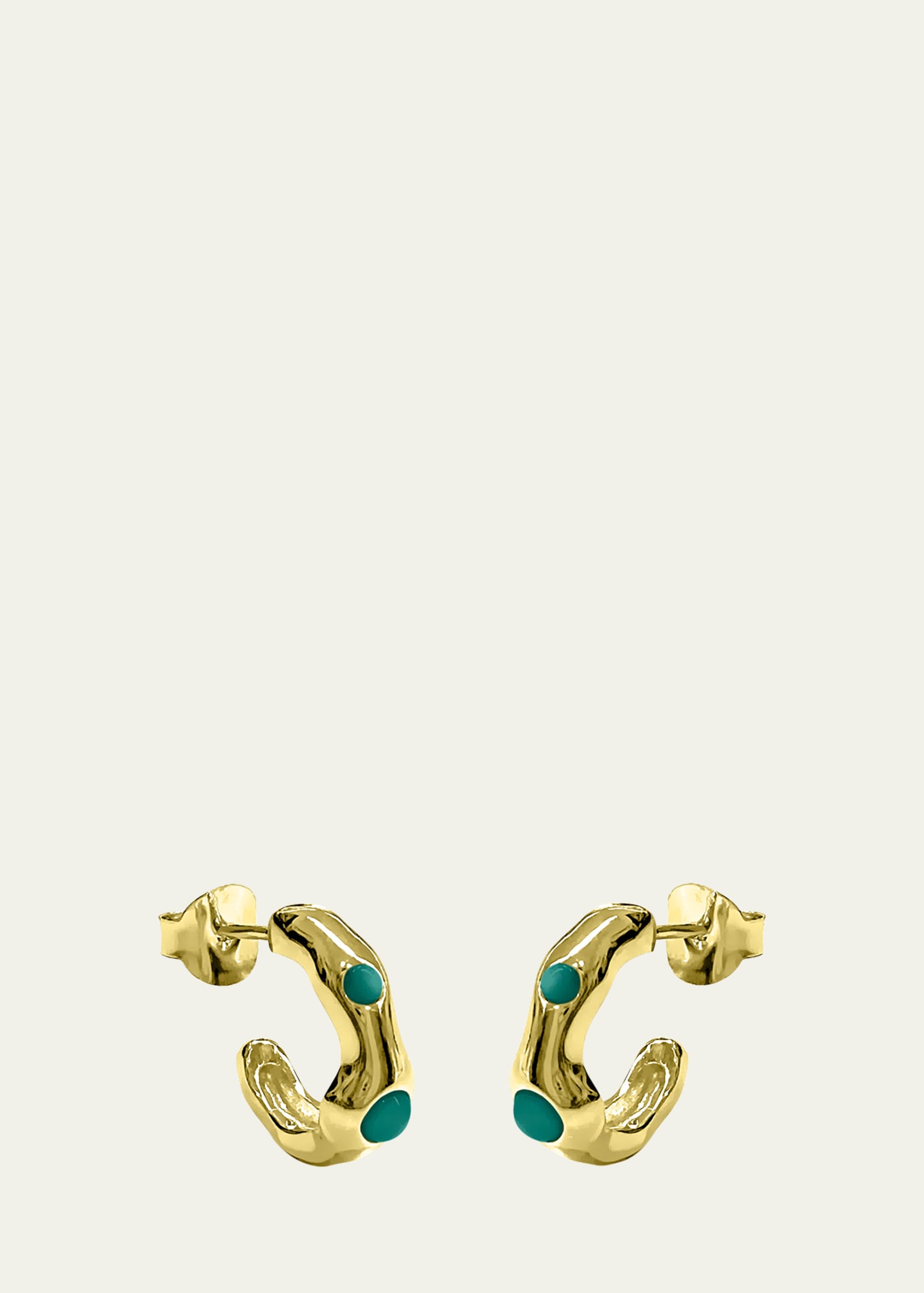 18K Gold Nelle Huggie Earrings with Malachite