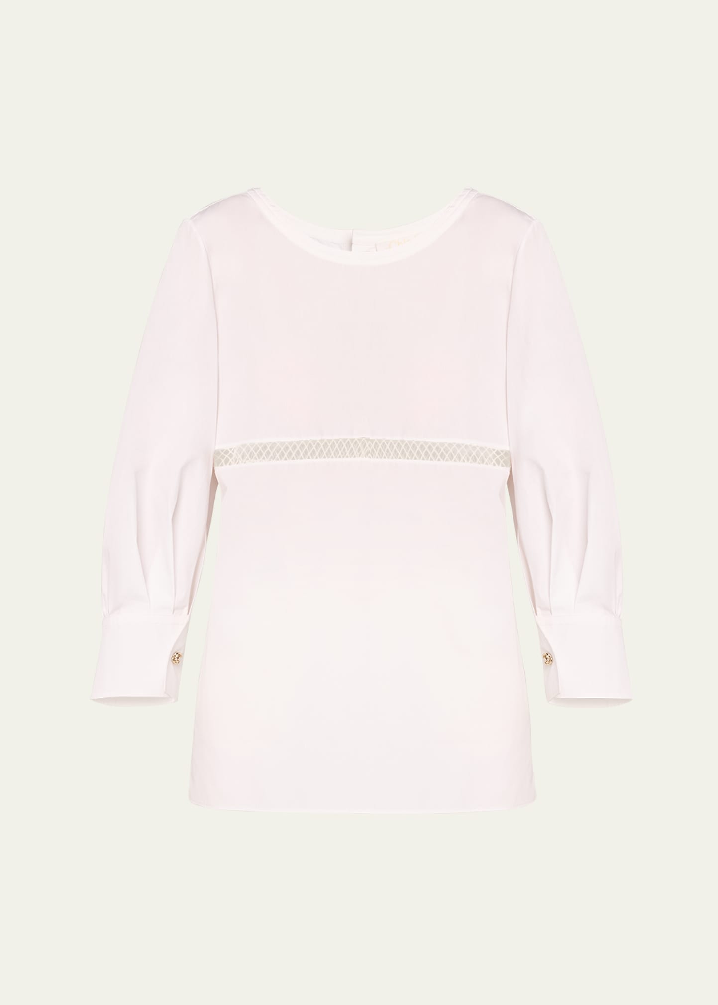 Chloé Poplin Blouse With Netted Detailing In White