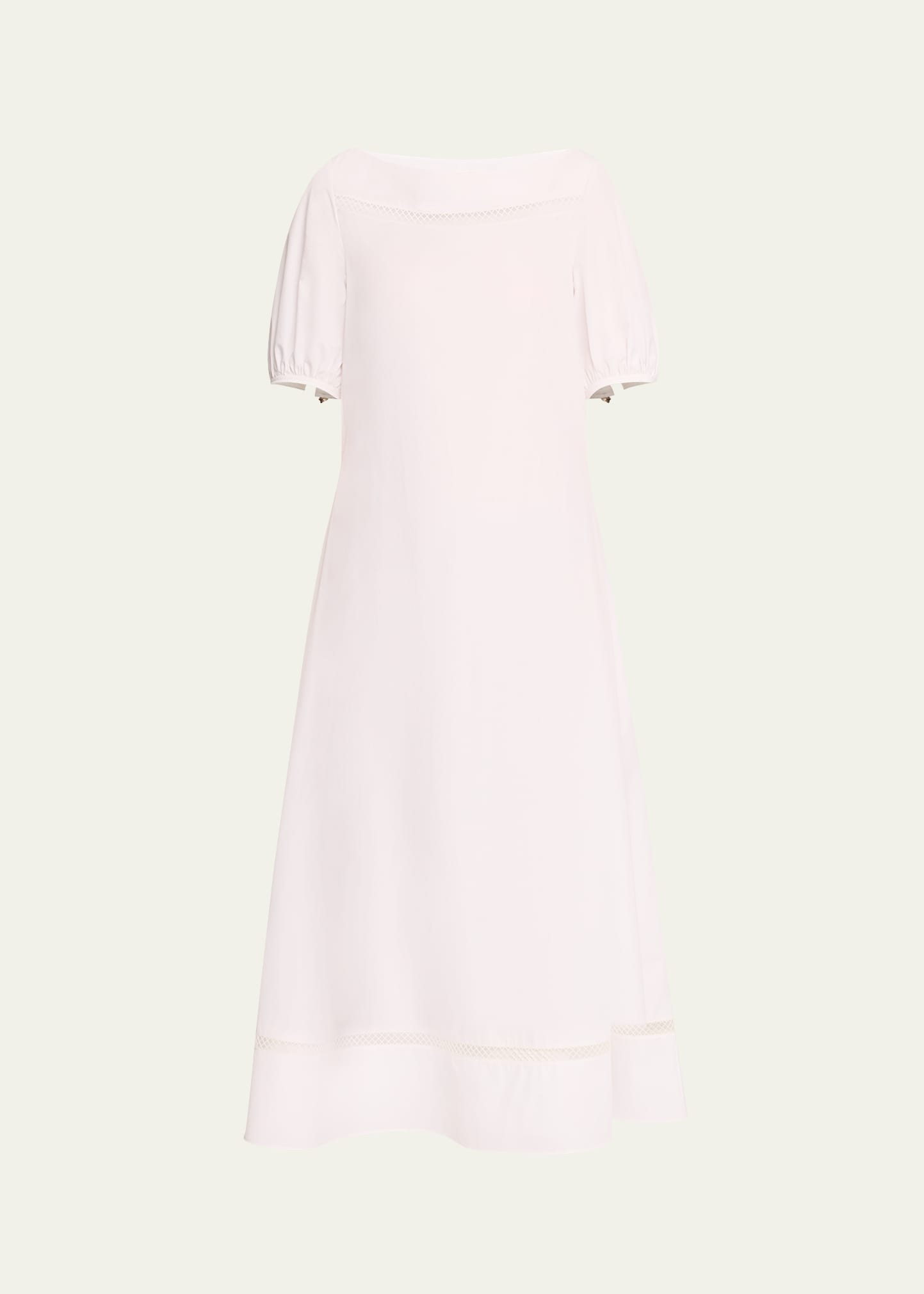 Chloé Poplin Maxi Dress With Netted Detailing In White