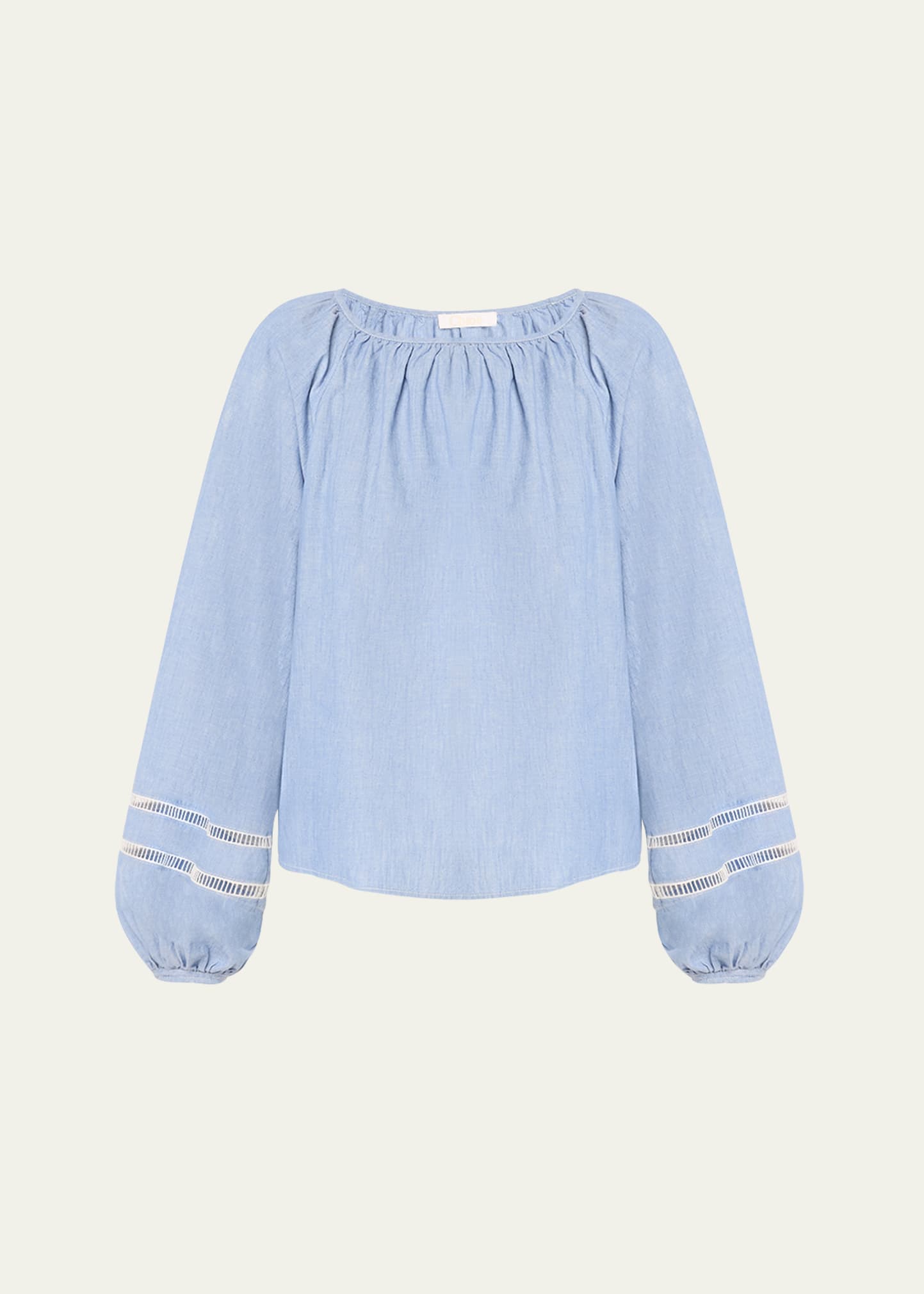 Shop Chloé X High Summer Chambray Blouse With Netted Detailing In Midnight