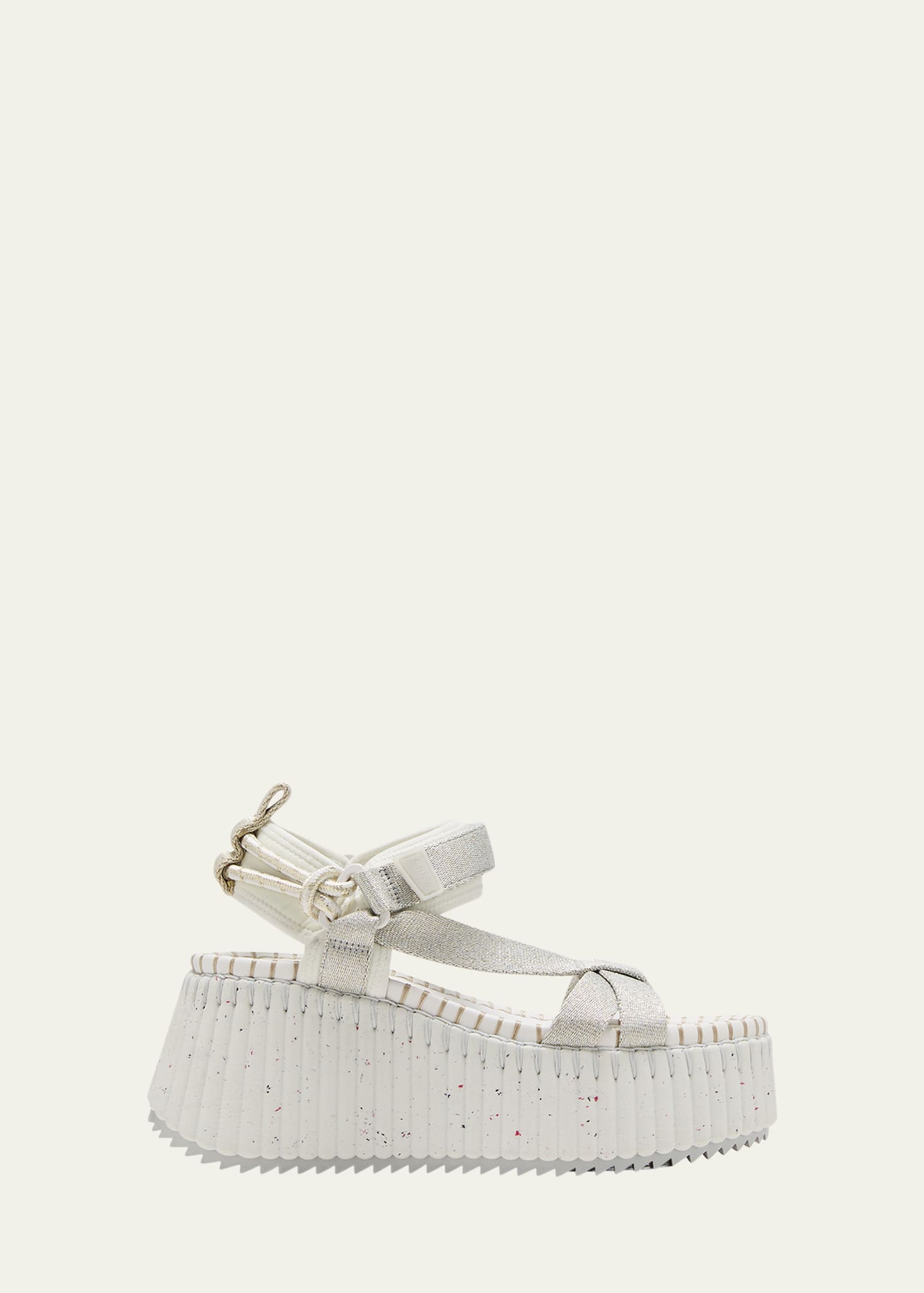 Chloé Nama Stitch Ankle-strap Flatform Sandals In 9dl Silver