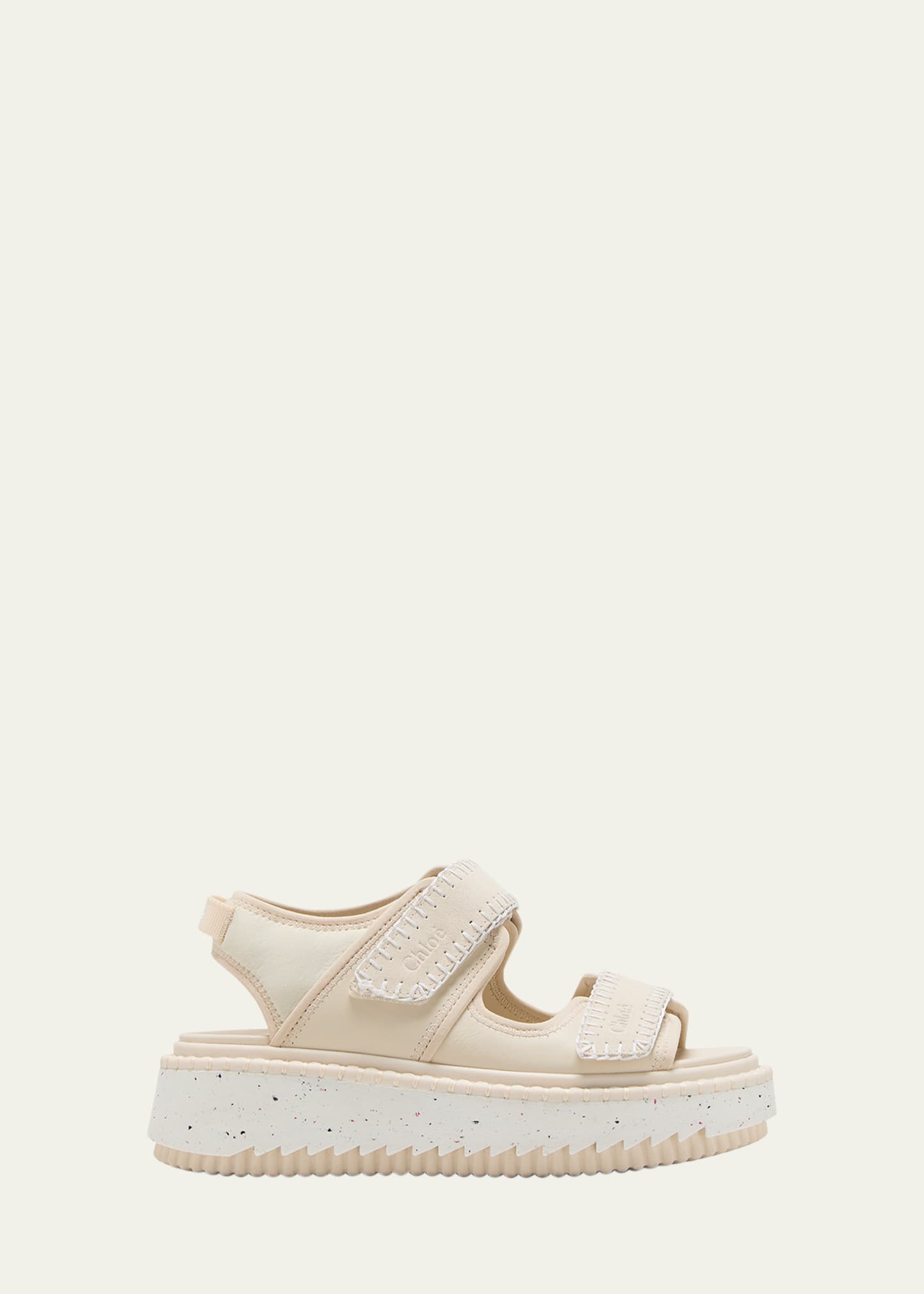 Chloé Lilli Nylon Stitch Dual-grip Flatform Sandals In 117 Vanilla Ice