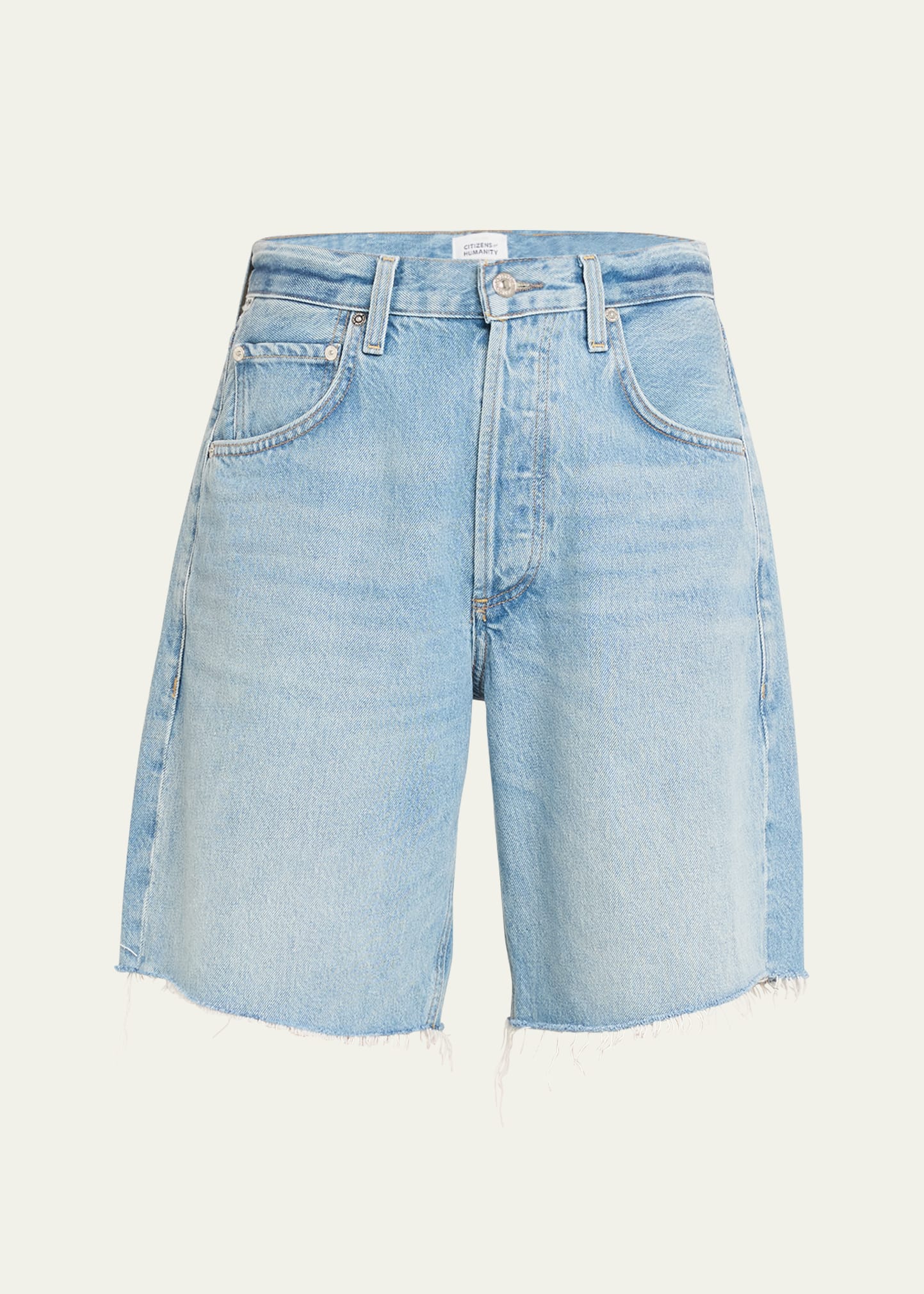 Citizen Of Humanity Citizens Of Humanity Ayla High Waist Raw Hem Cutoff Denim Bermuda Shorts In Gemini Lt Indi