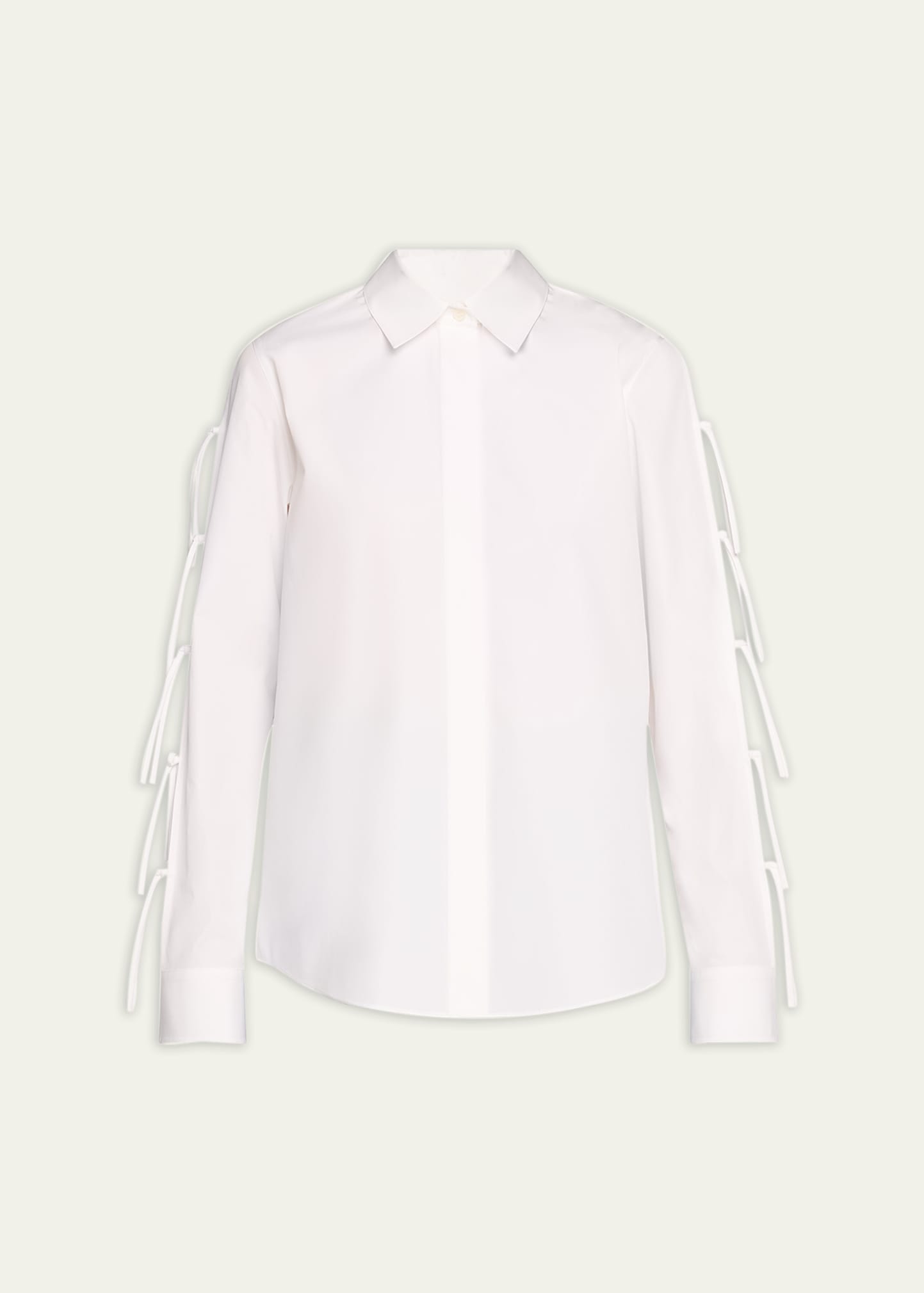 Lafayette 148 Split-sleeve Button-down Shirt In White