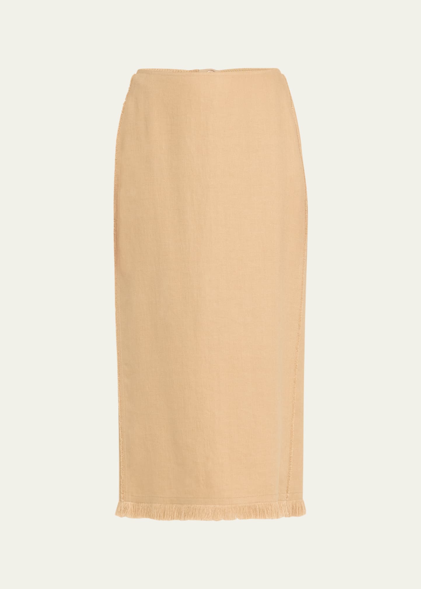 Shop Lafayette 148 Fringe-trim Linen Pencil Skirt In Gravel