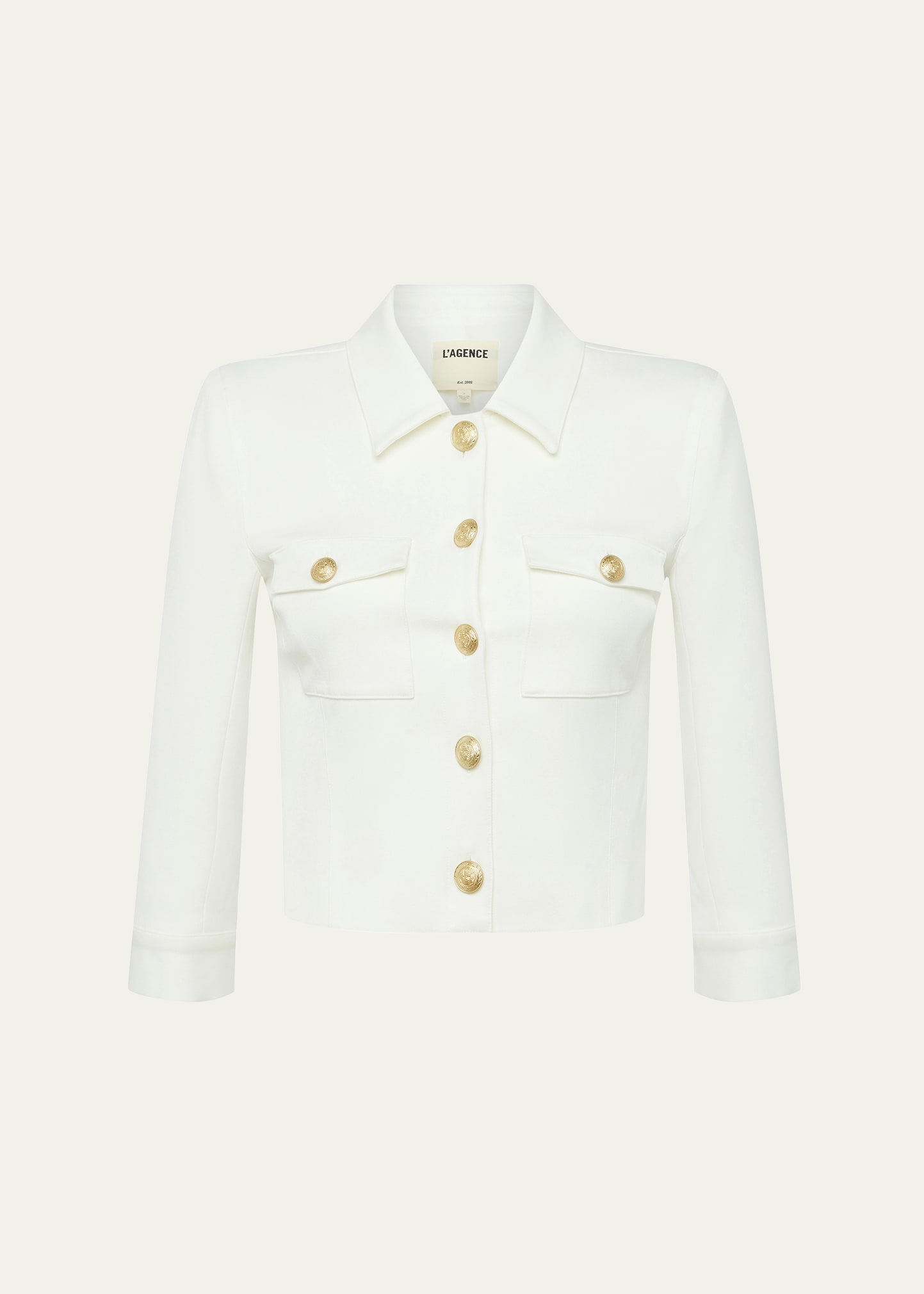 L Agence Kumi Cropped Fitted Jacket In White