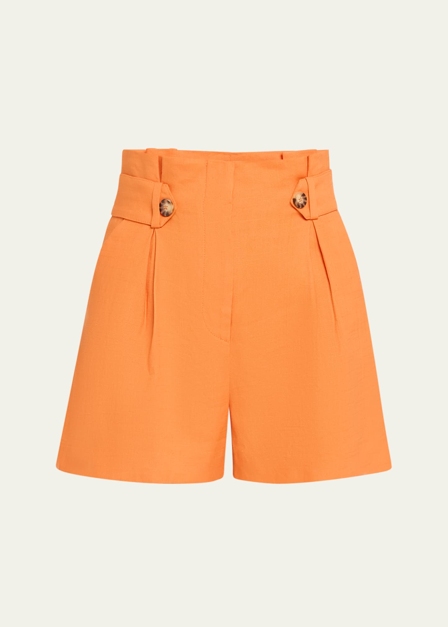 Shop Veronica Beard Franzi Stretch-linen Shorts In Orange