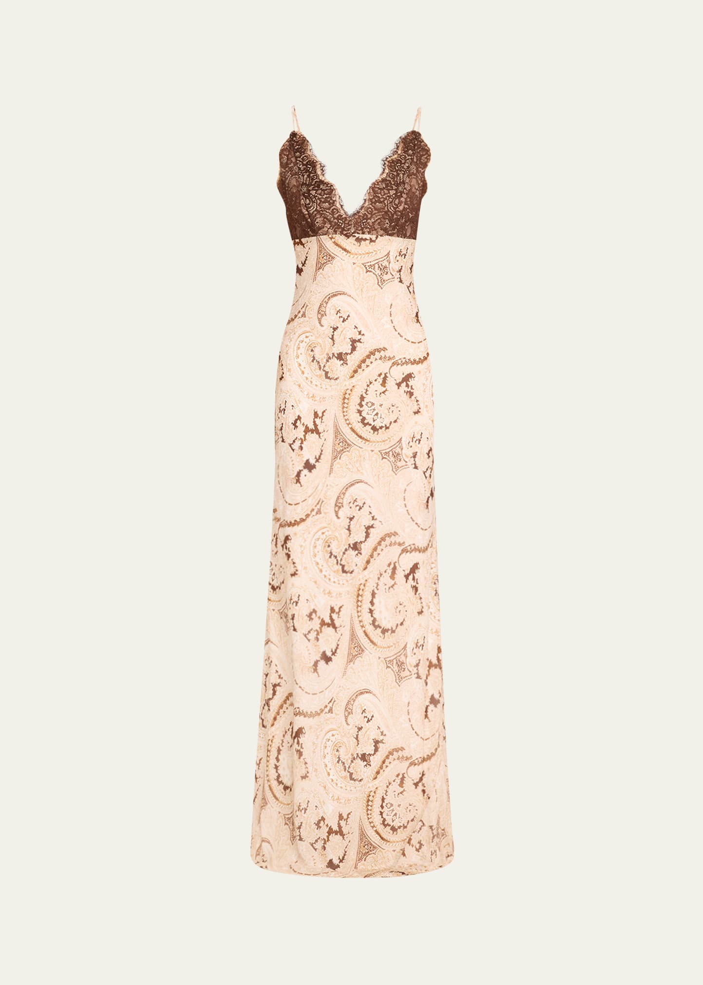 Shop L Agence Paisley-printed Susanna Lace Bodice Slip Dress In Ivory Multi Boute