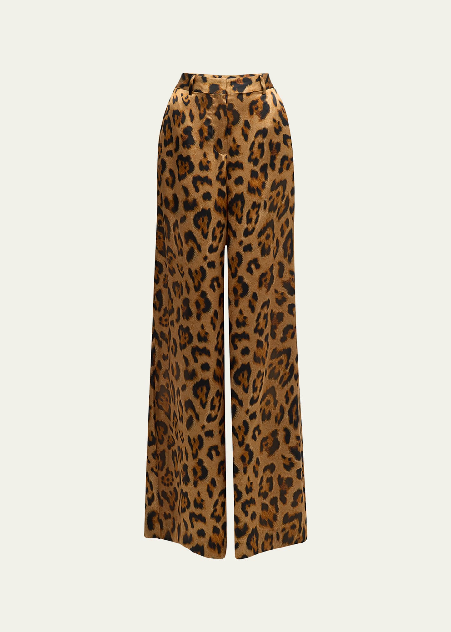 Shop L Agence Pilar Leopard Silk Wide-leg Pants In Brn Mt Sahara Leo