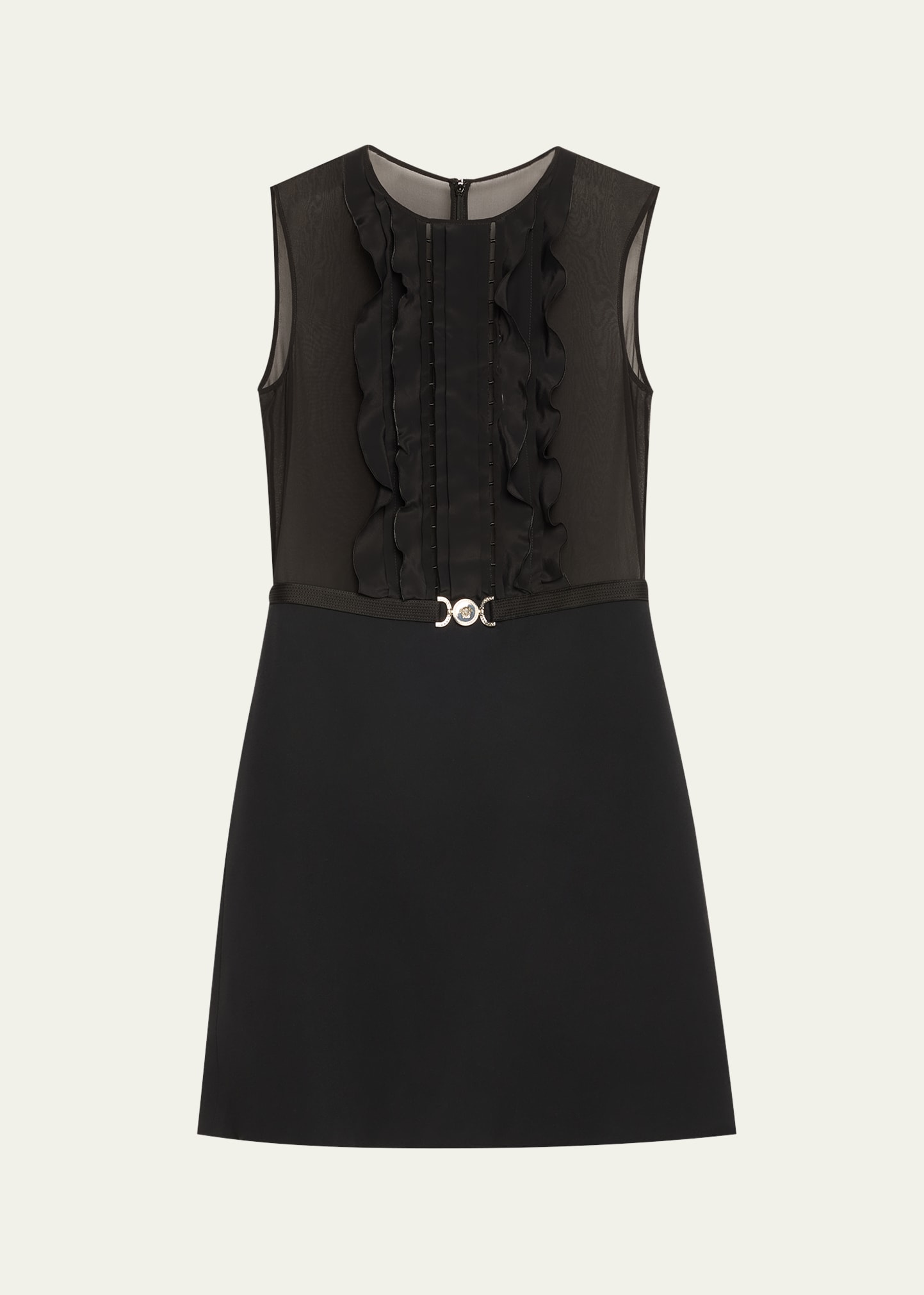 Versace A-line Silk Georgette Mini Dress In Black