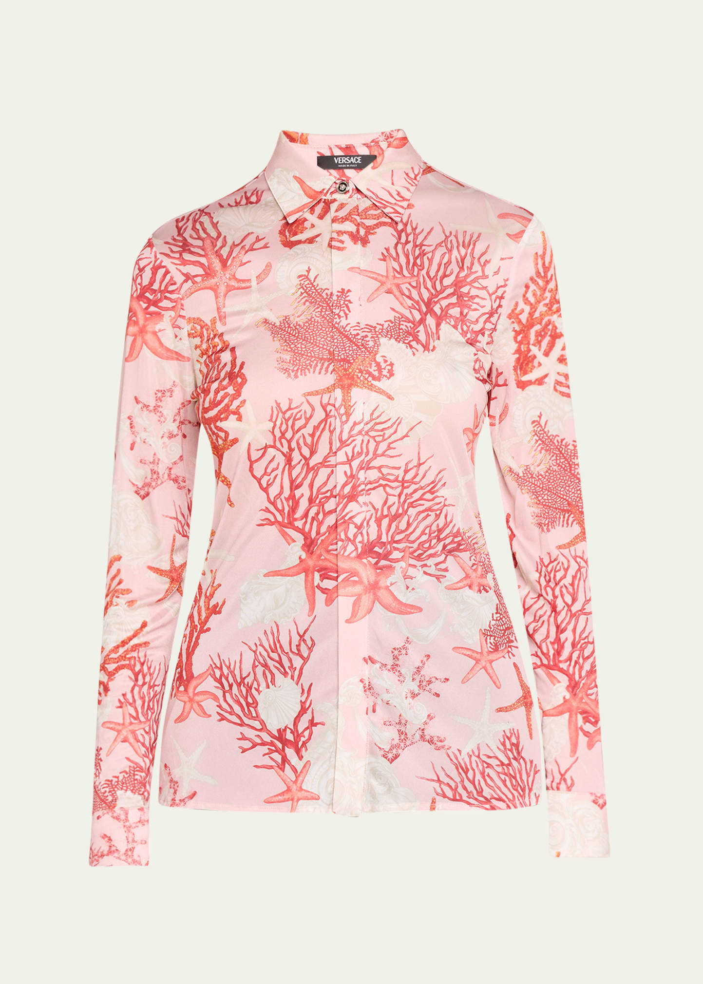 Shop Versace Starfish Printed Jersey Shirt In Dusty Rosecoralbo