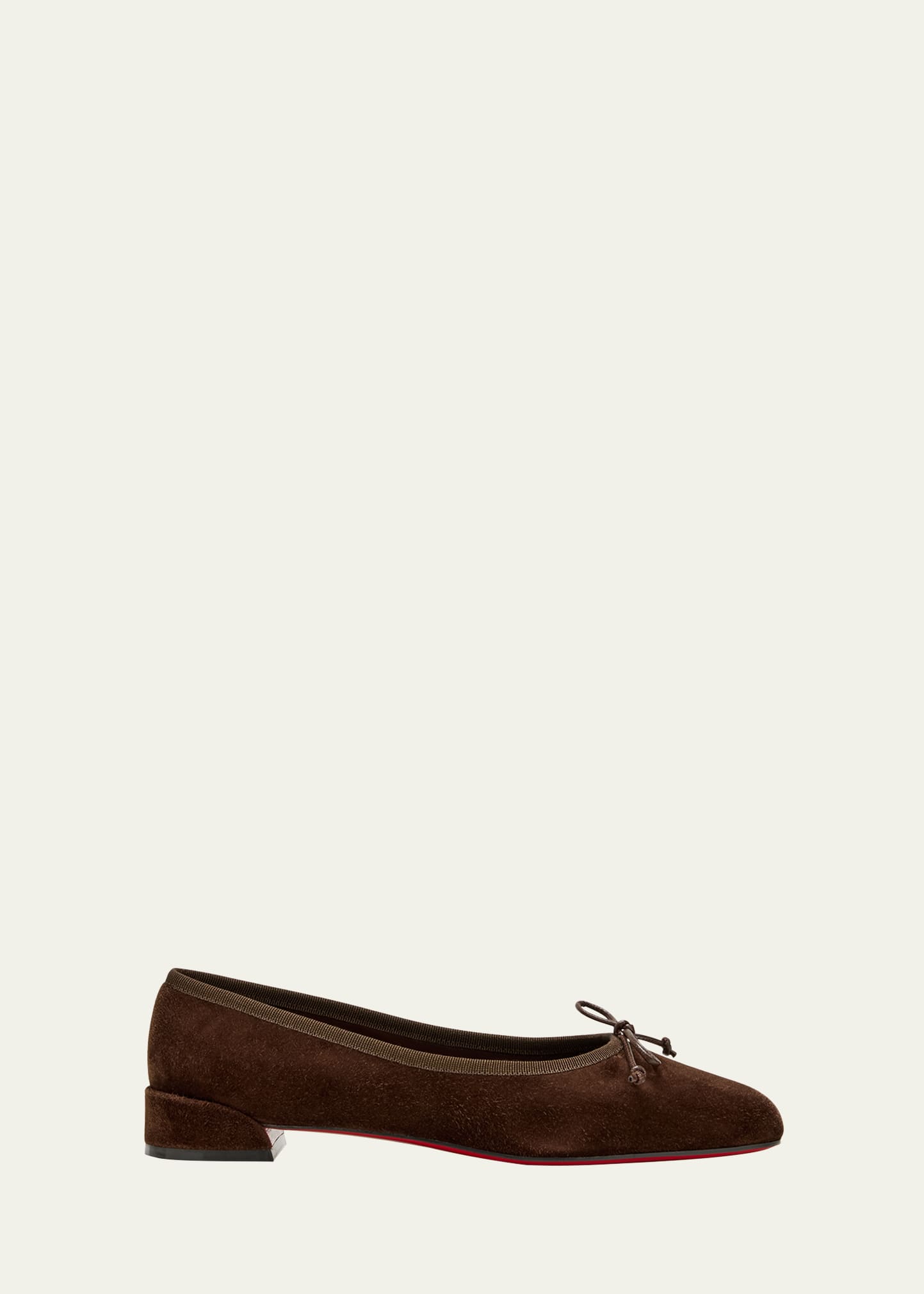 Christian Louboutin Sweetie Suede Bow Red Sole Ballerina Flats In Cosmelin Cosme
