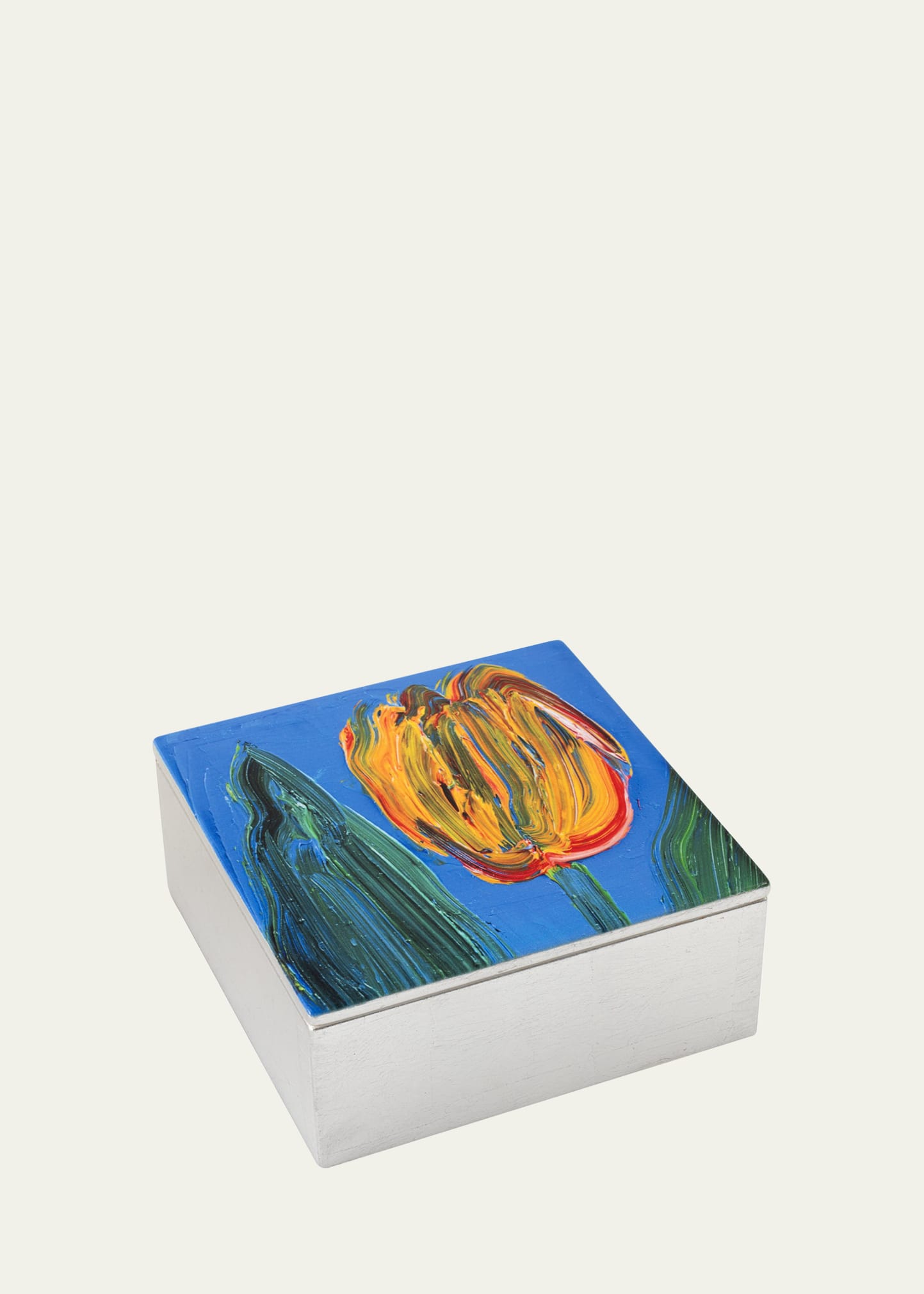 Hunt Slonem Tulip Quartet Coaster Box, Set Of 4 In Multi