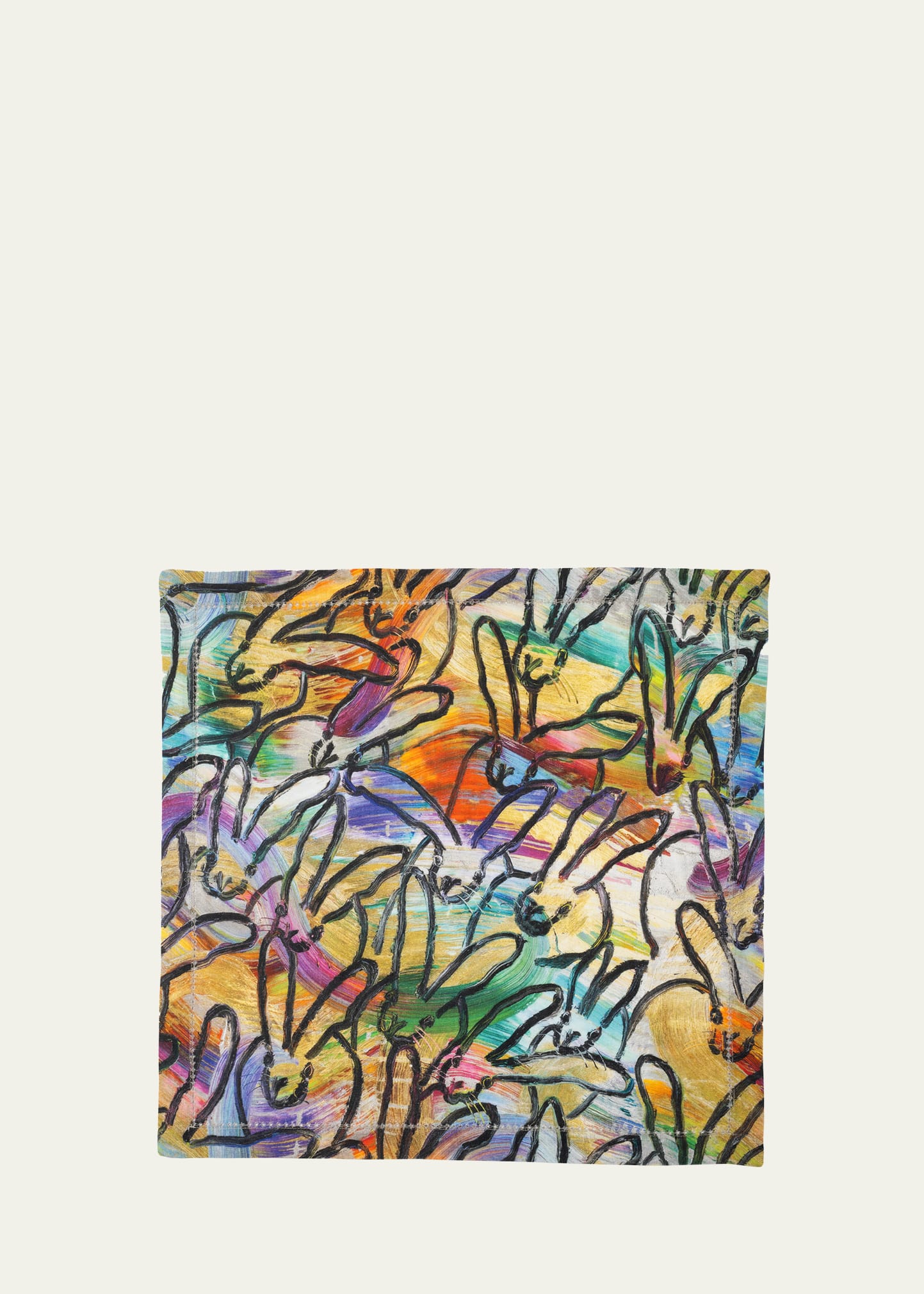 Hunt Slonem Wonderland Printed Linen Dinner Napkin, 20" Square In Multi