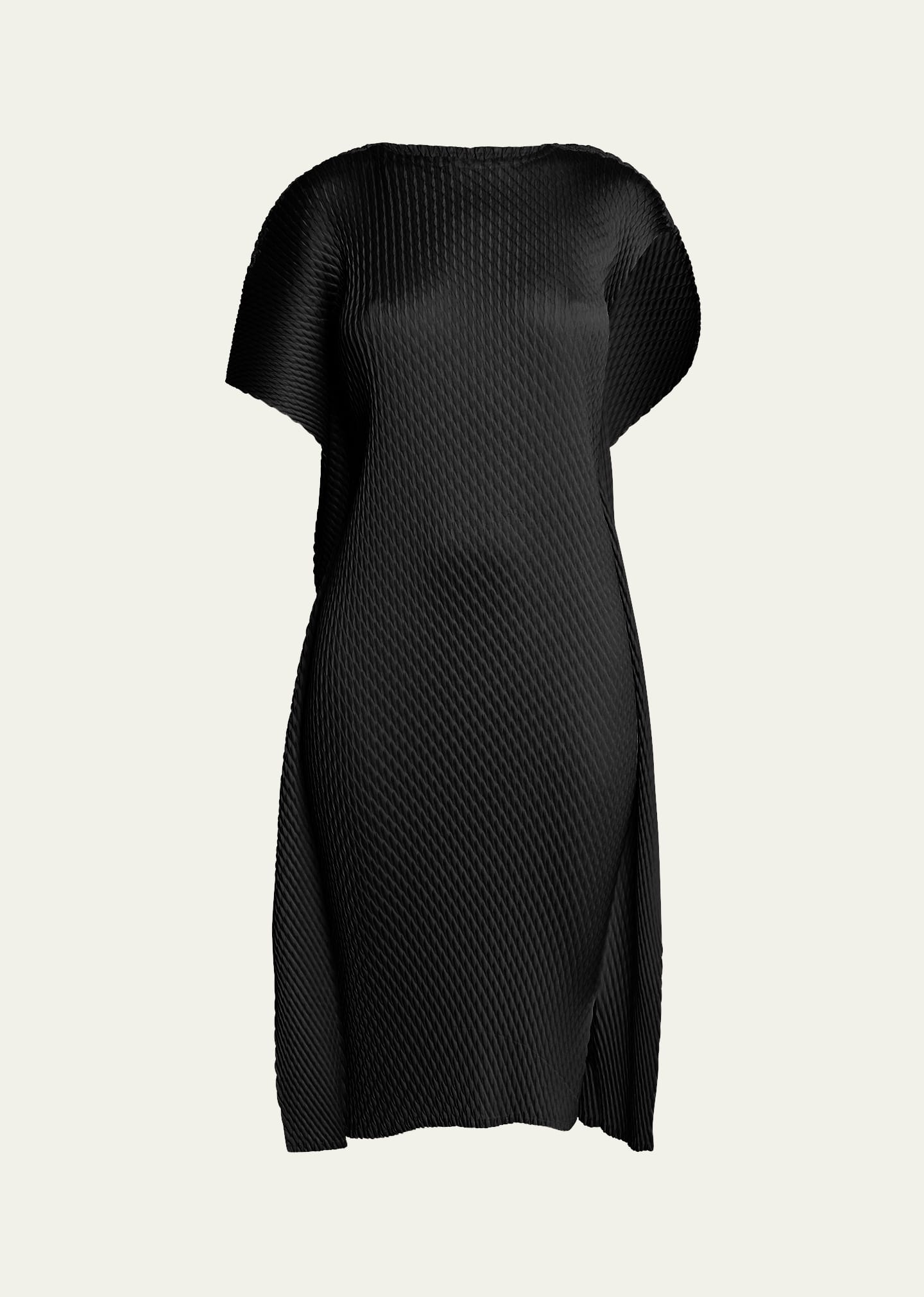 Shop Issey Miyake Sleek Pleats Fold-over Midi Dress In Black