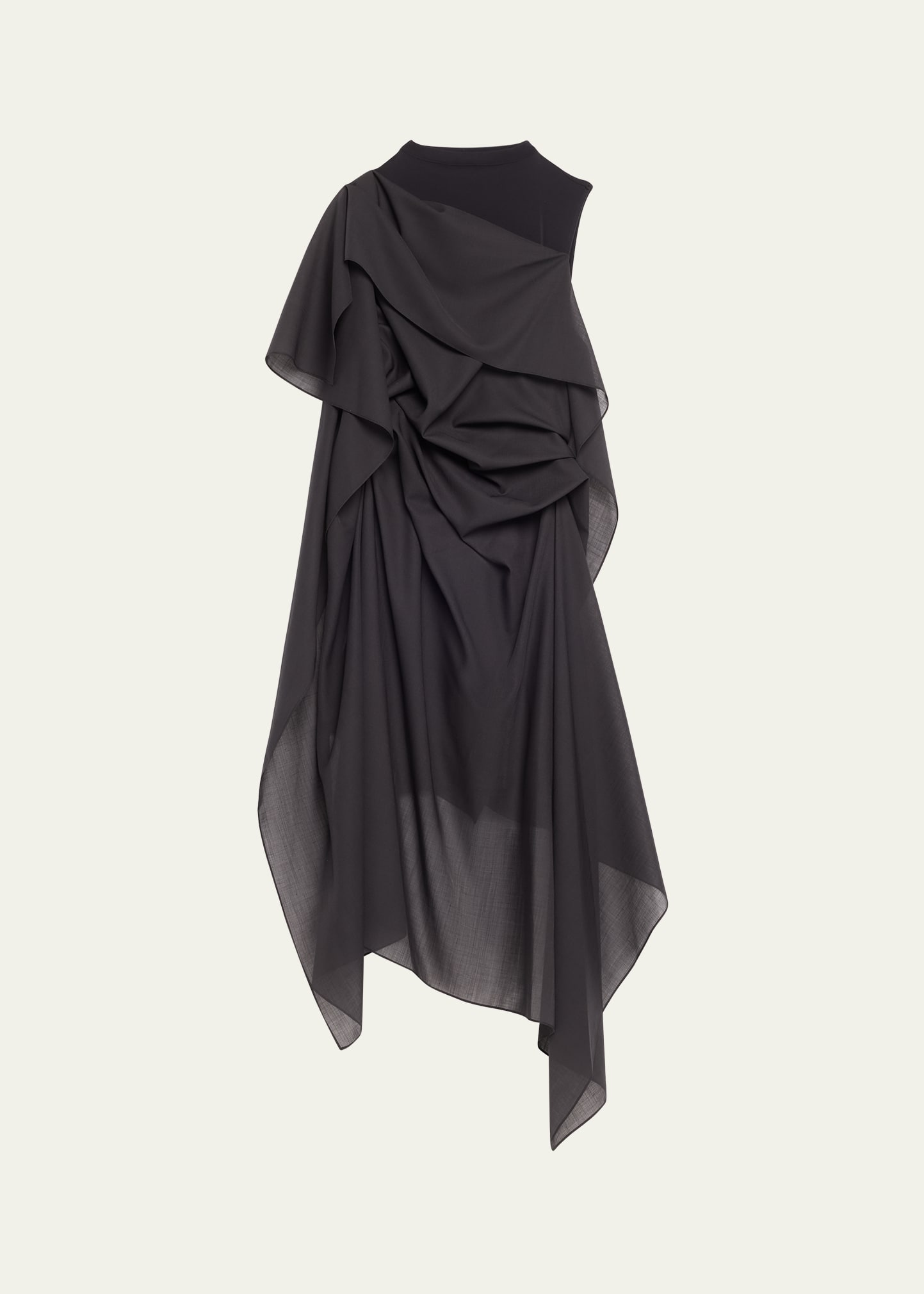Shop Issey Miyake Over The Body Draped Wool Midi Dress In Black