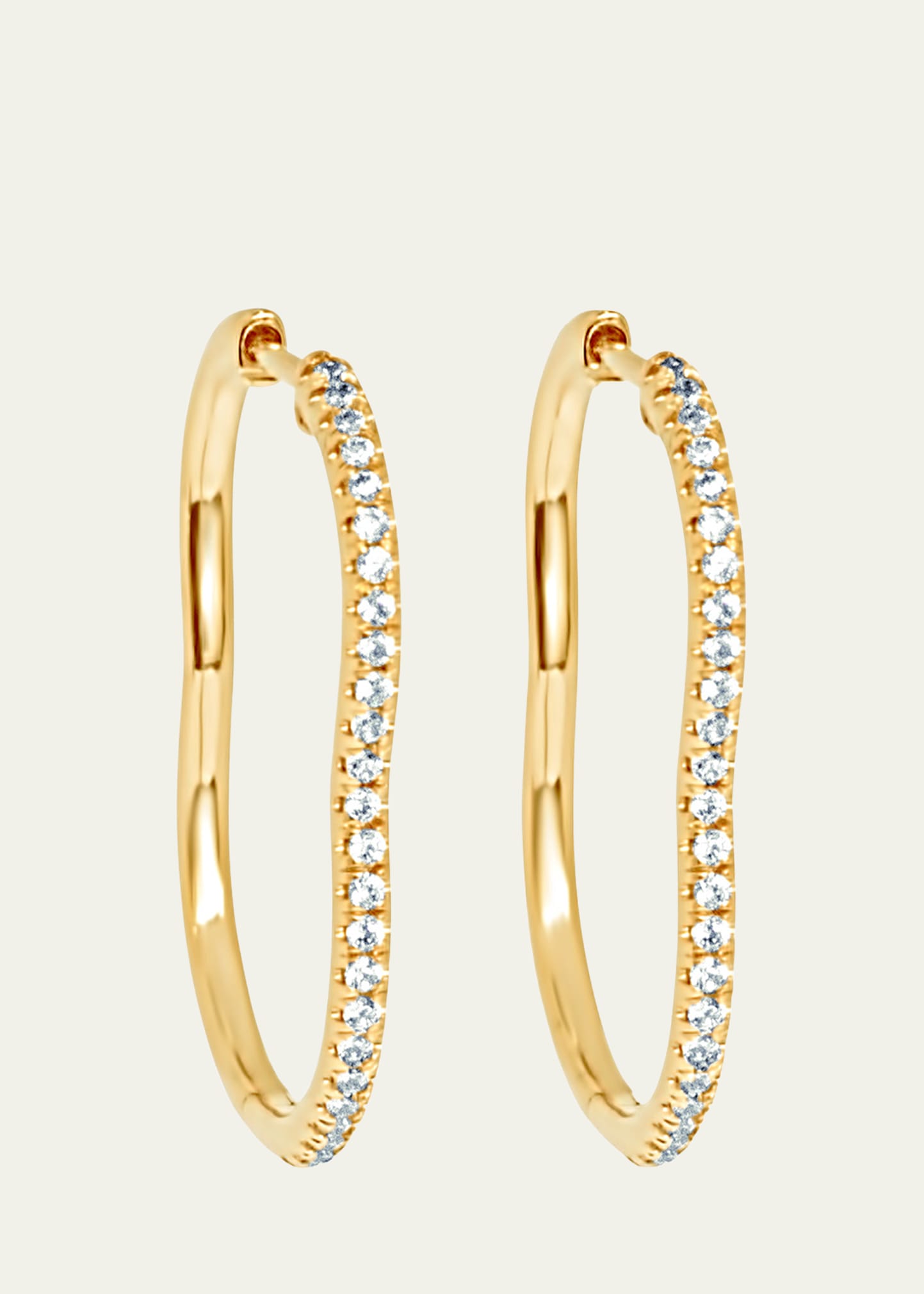 Almasika 18k Yellow Gold Berceau Pave Diamond Hoop Earrings, 0.44 Tcw