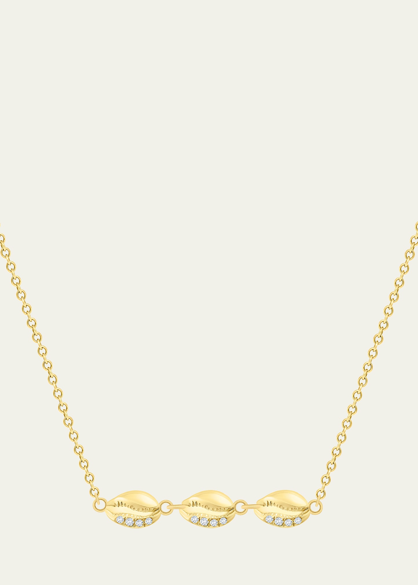 Almasika 18k Yellow Gold Le Cauri Endiamant Triple Shell Necklace, 16"l