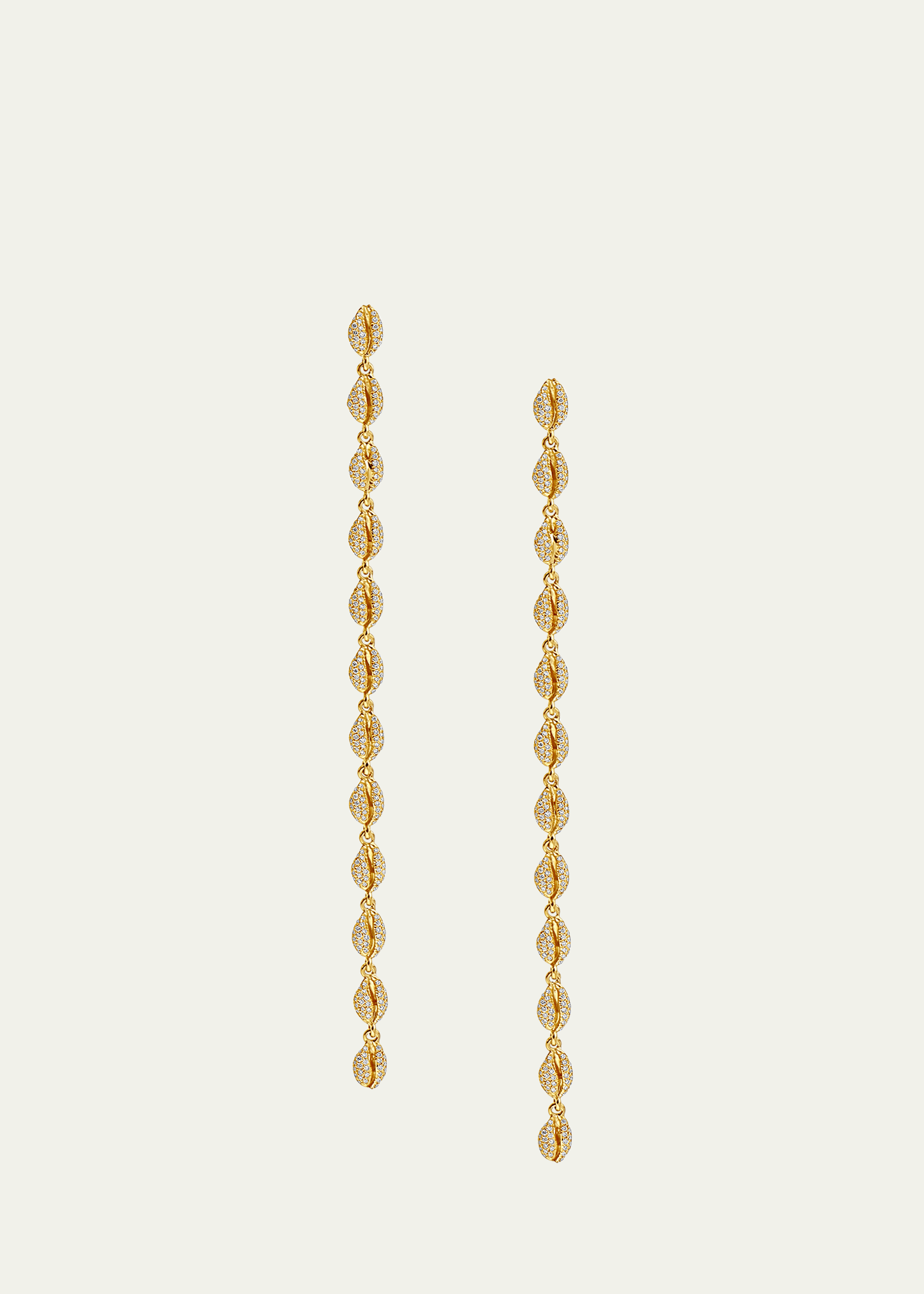 Almasika 18k Gold Le Cauri Endiament Pave Diamond Shoulder Duster Earrings In Yg