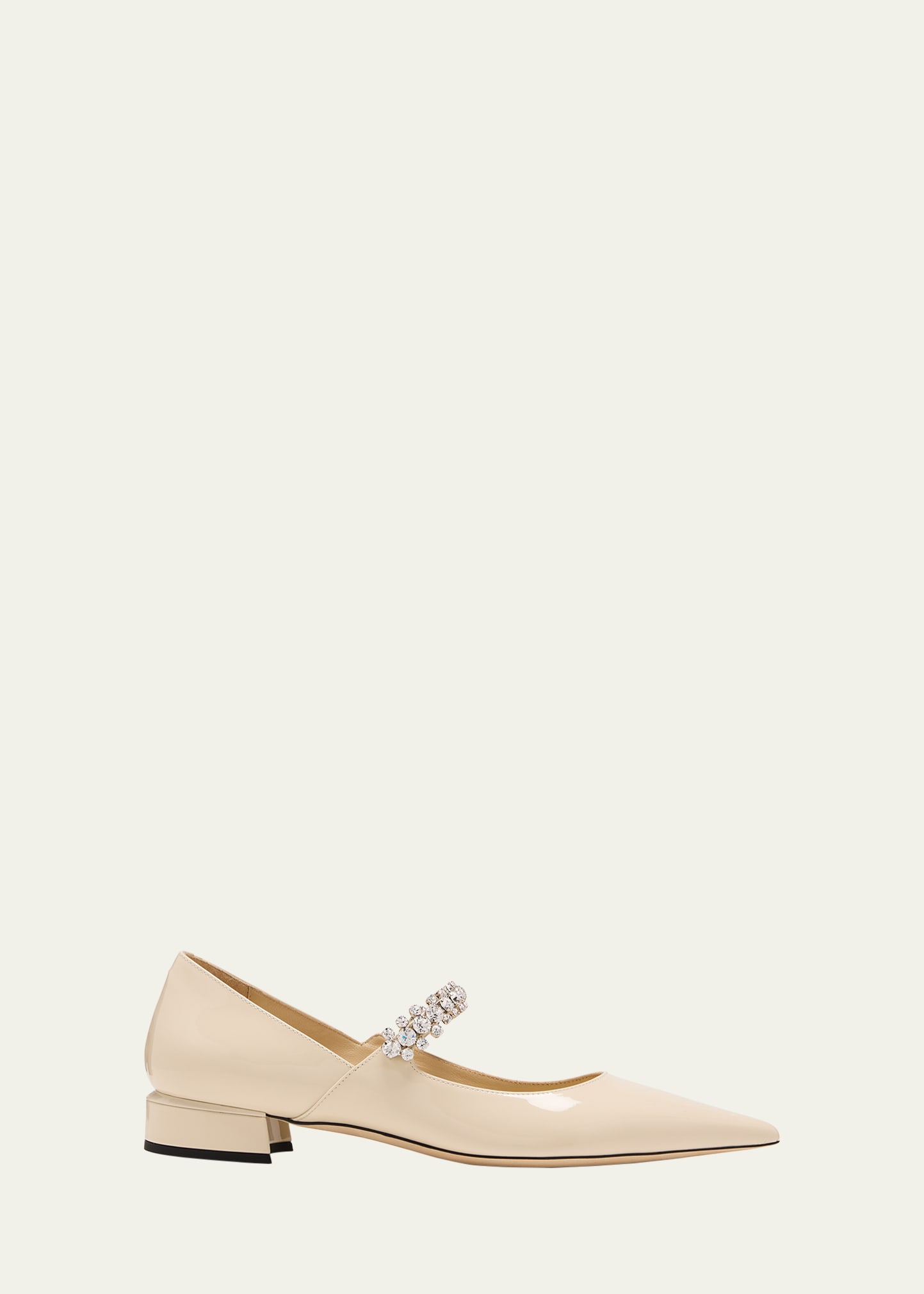 Jimmy Choo Bing Patent Crystal-strap Ballerina Flats In Neutral